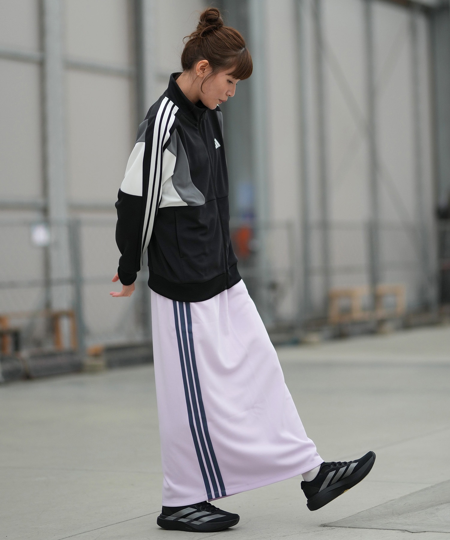 adidas アディダス スカート レディース ロングスカート Iライン ジャージ素材 SW799(BK/WT-S)