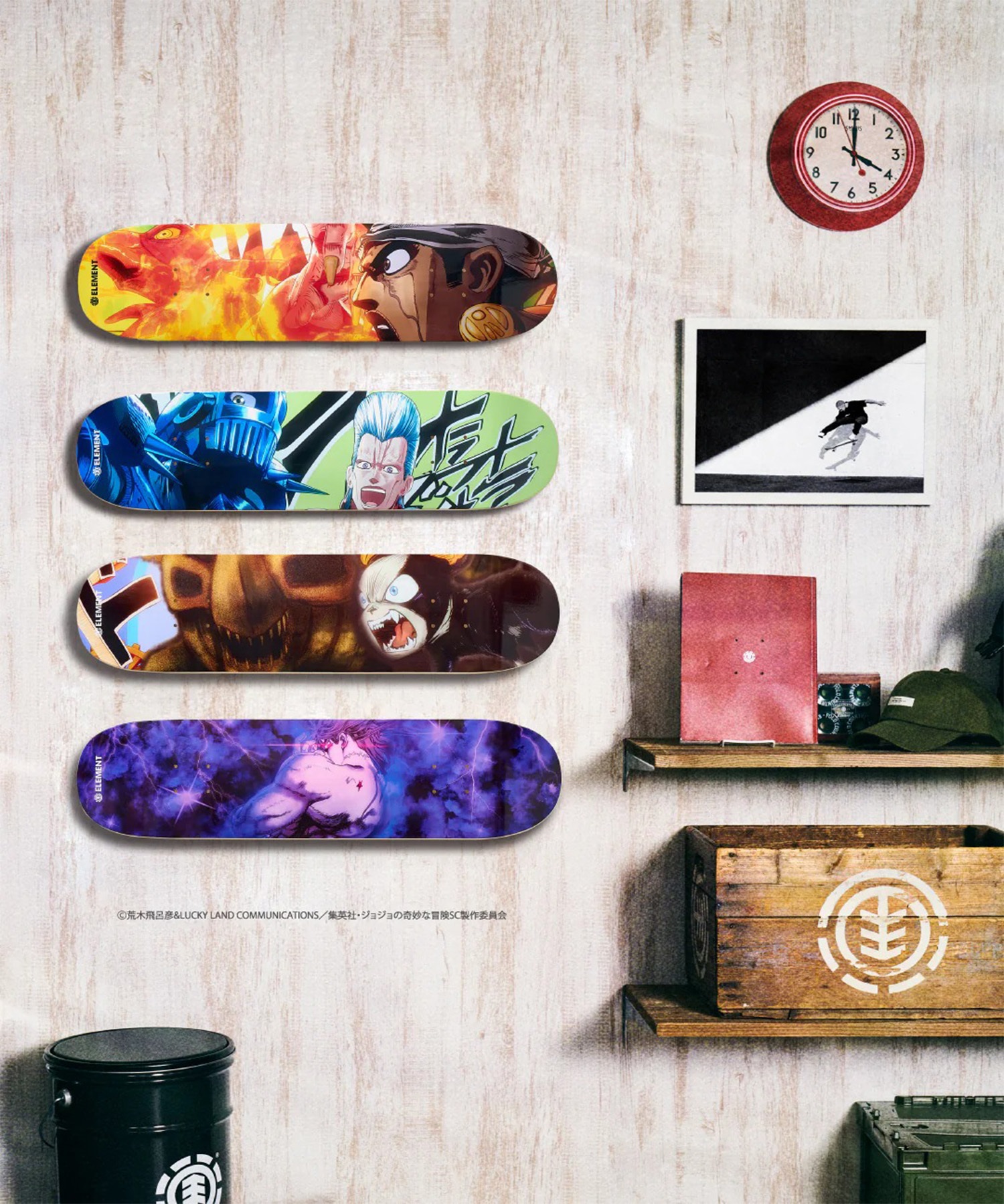 ELEMENT エレメント スケートボード デッキ JOJO コラボ 8inch POLNAREFF X SILVER CHARIOT  ムラサキスポーツ JOJOの奇妙な冒険(POLNA-8inch)