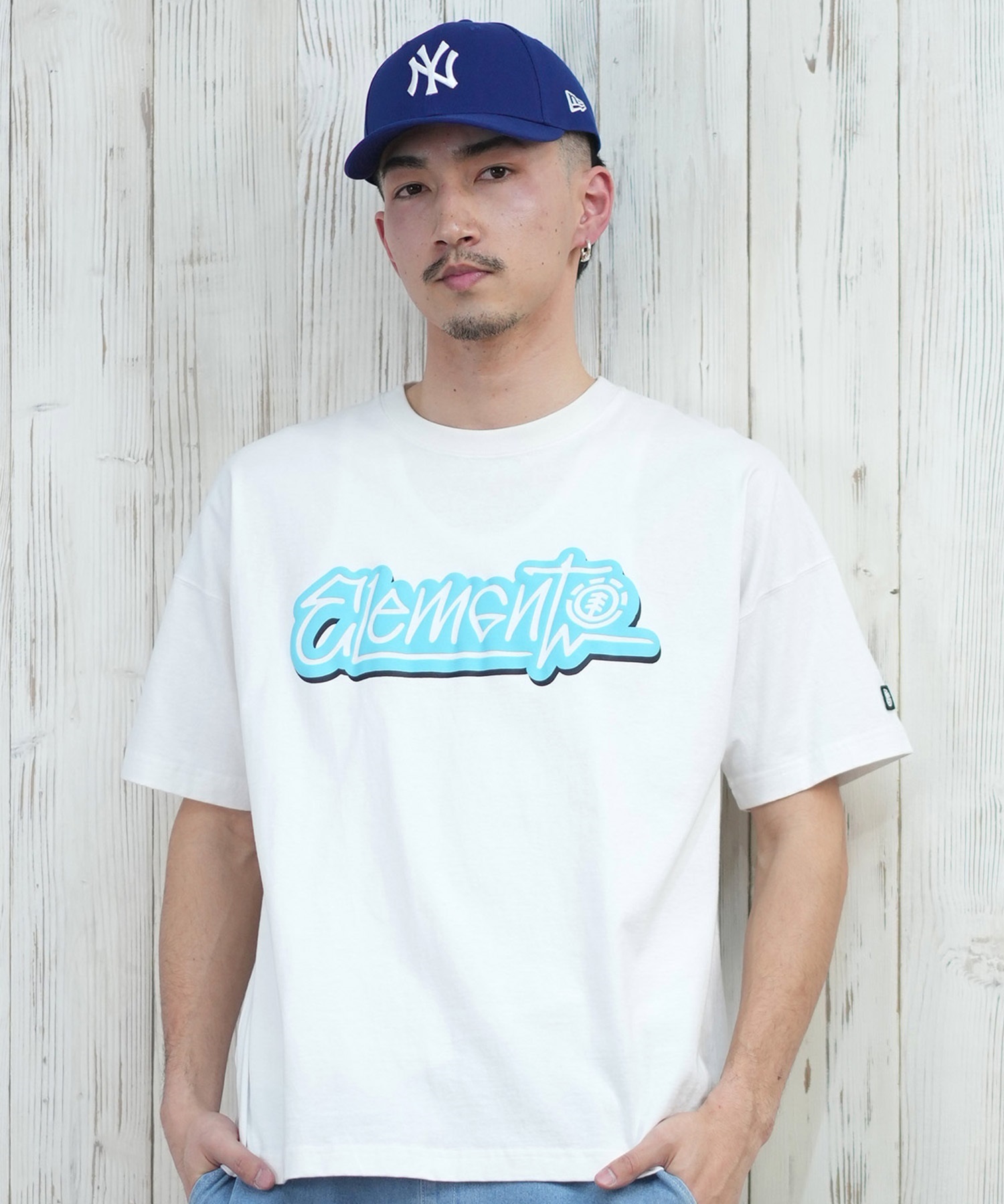 ELEMENT エレメント 半袖 Tシャツ メンズ フロントプリント オーバーサイズ TAGGING SS BF021-222(WHT-M)