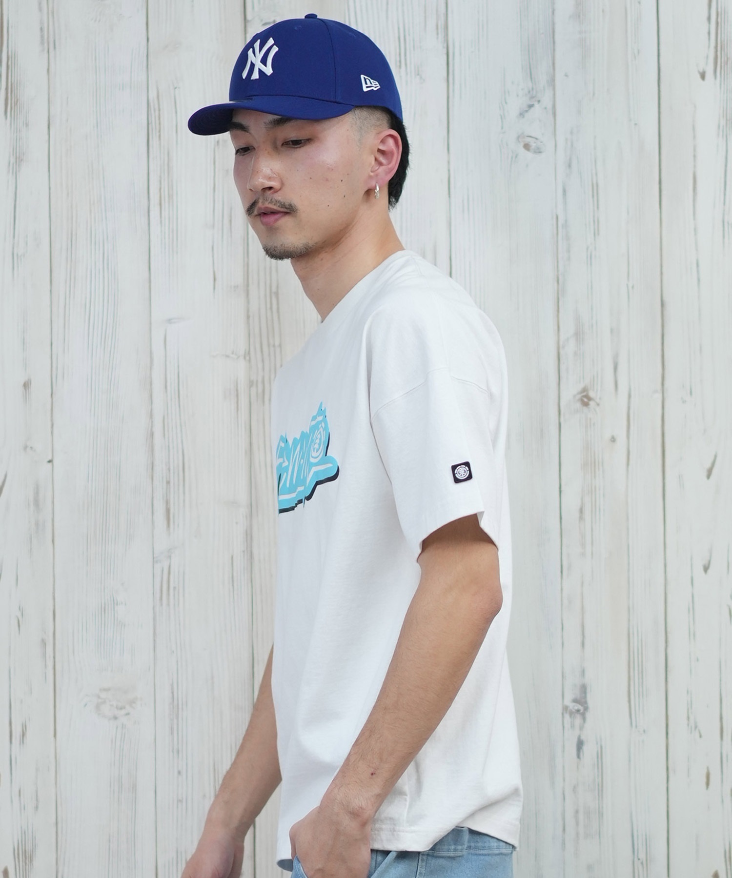 ELEMENT エレメント 半袖 Tシャツ メンズ フロントプリント オーバーサイズ TAGGING SS BF021-222(WHT-M)
