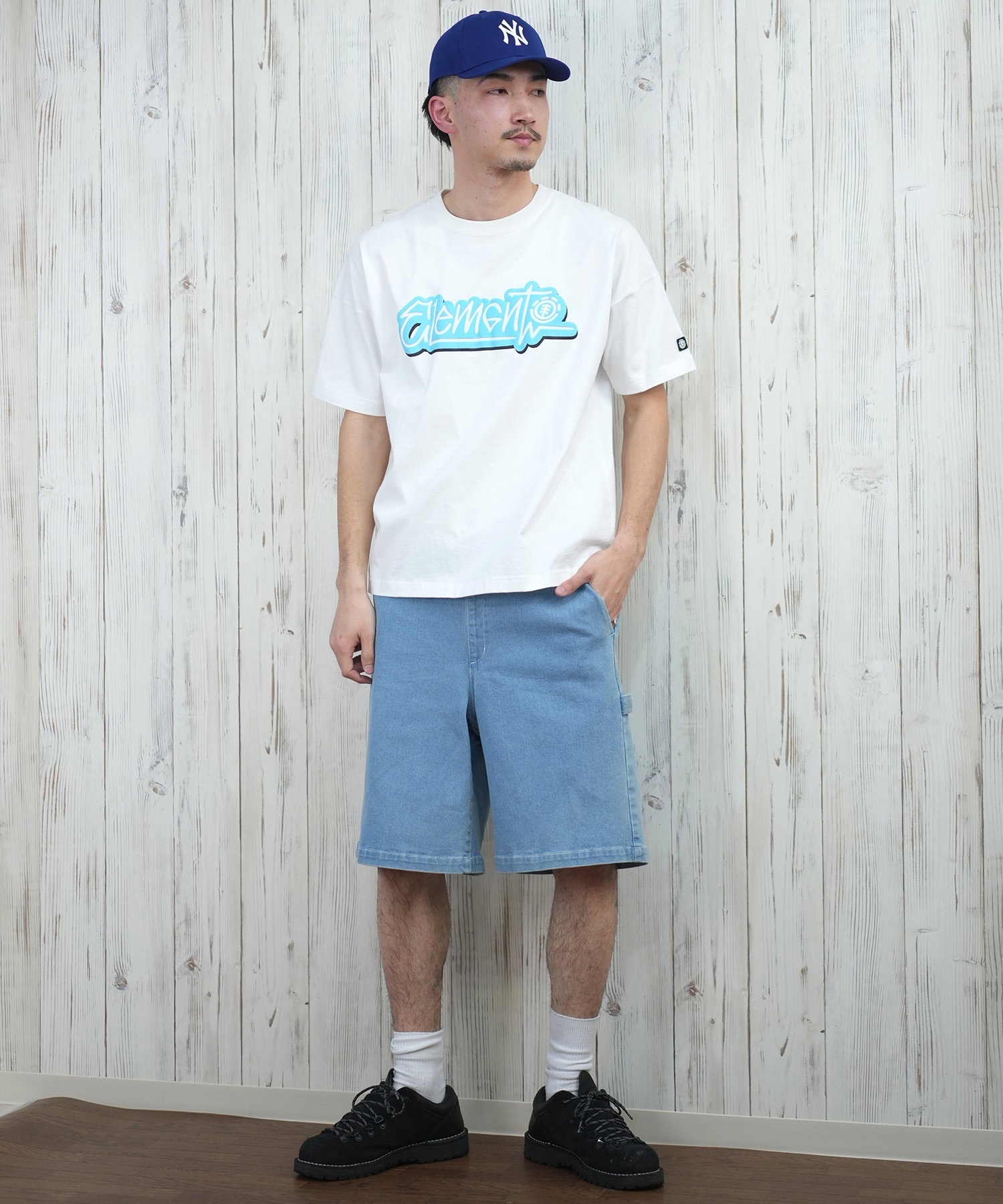ELEMENT エレメント 半袖 Tシャツ メンズ フロントプリント オーバーサイズ TAGGING SS BF021-222(WHT-M)