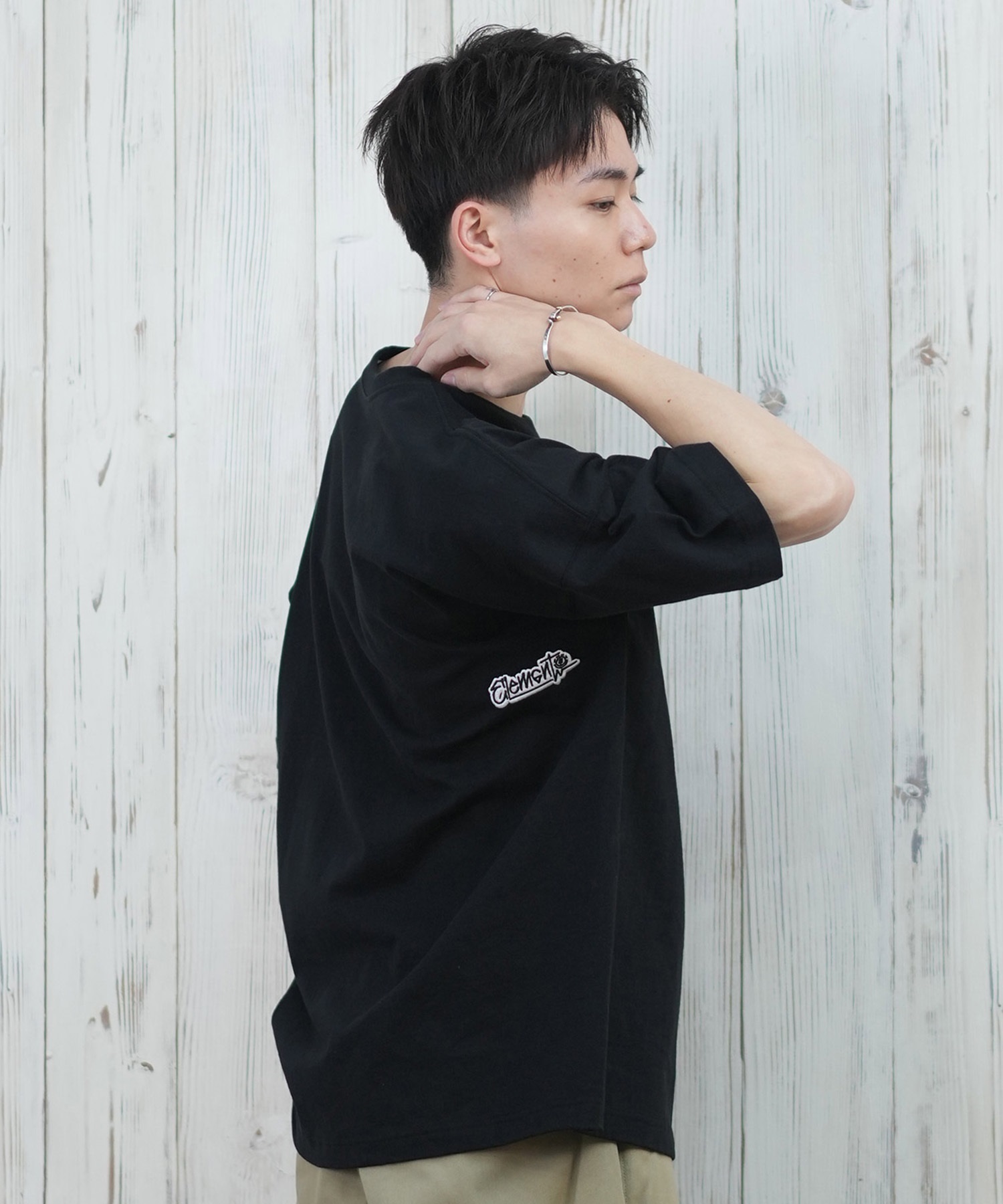 ELEMENT エレメント 半袖 Tシャツ メンズ フロントプリント オーバーサイズ TAGGING SS BF021-222(WHT-M)