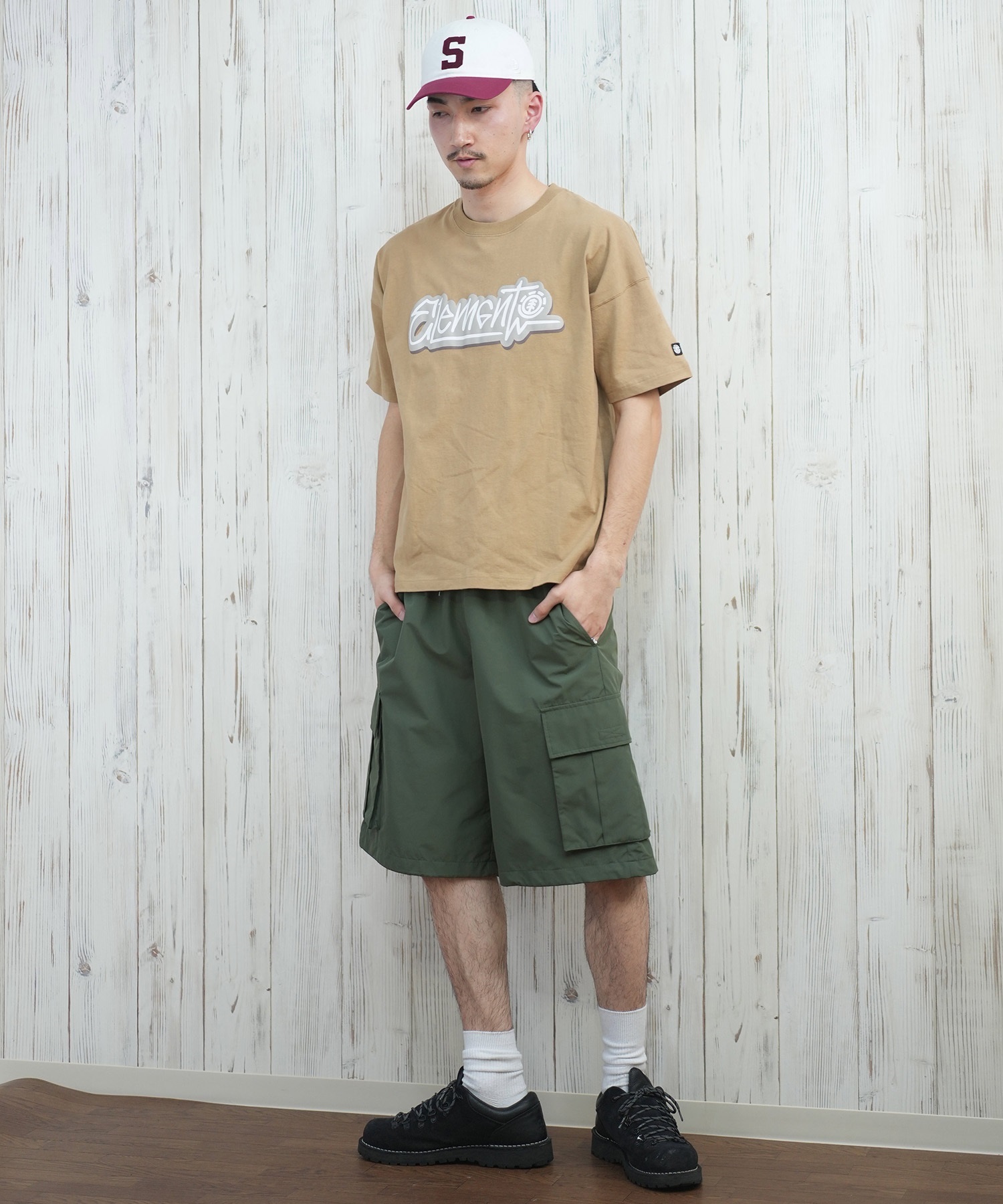 ELEMENT エレメント 半袖 Tシャツ メンズ フロントプリント オーバーサイズ TAGGING SS BF021-222(WHT-M)