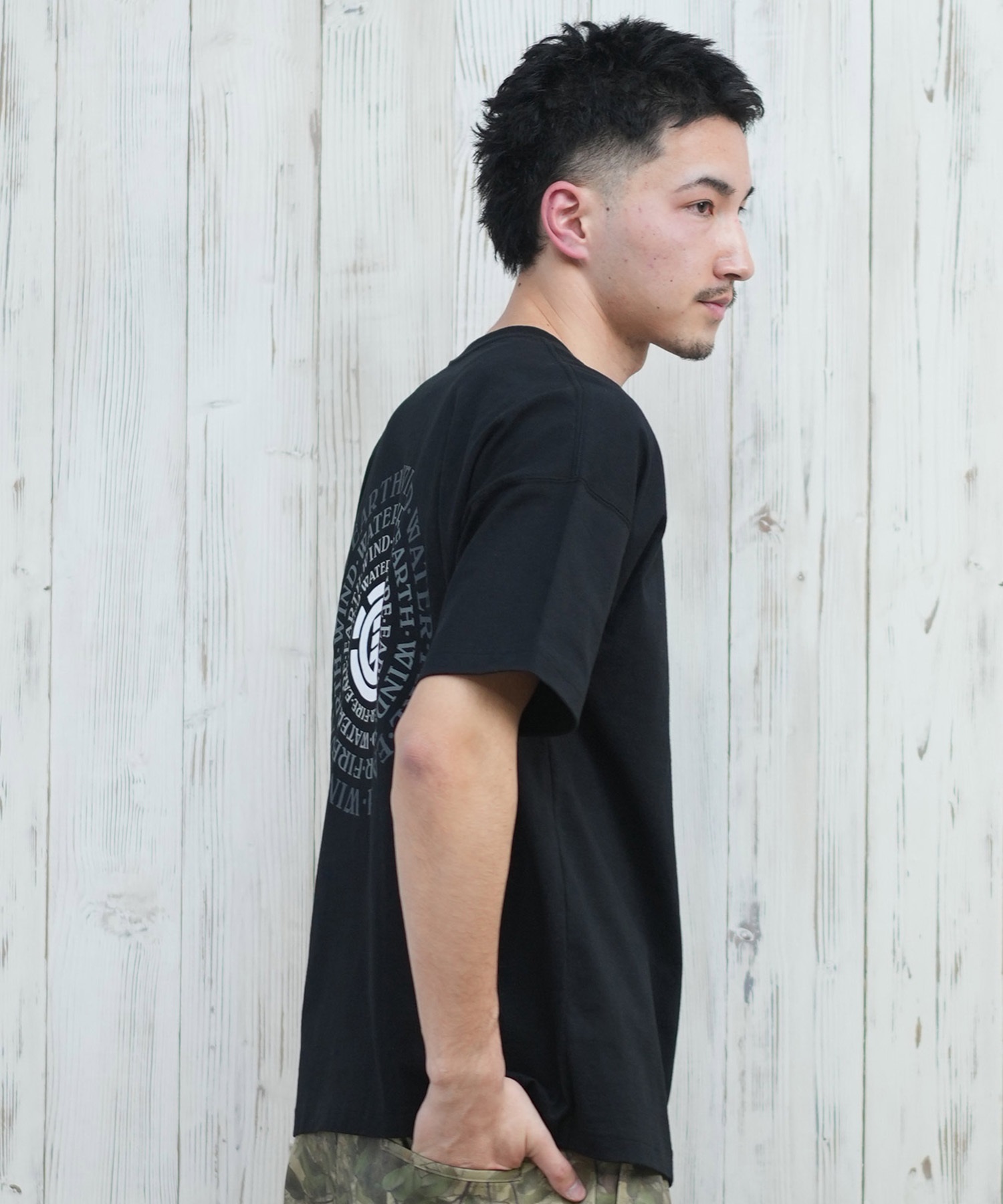 ELEMENT エレメント 半袖 Tシャツ メンズ バックプリント ドロップショルダー SEALERS SS BF021-229(WHT-M)