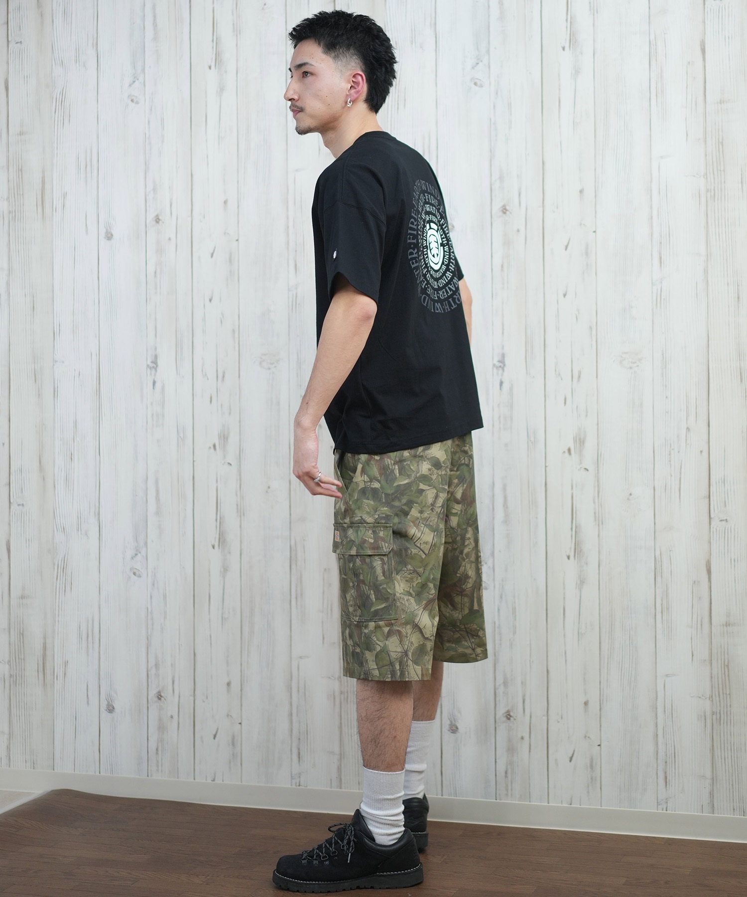 ELEMENT エレメント 半袖 Tシャツ メンズ バックプリント ドロップショルダー SEALERS SS BF021-229(WHT-M)