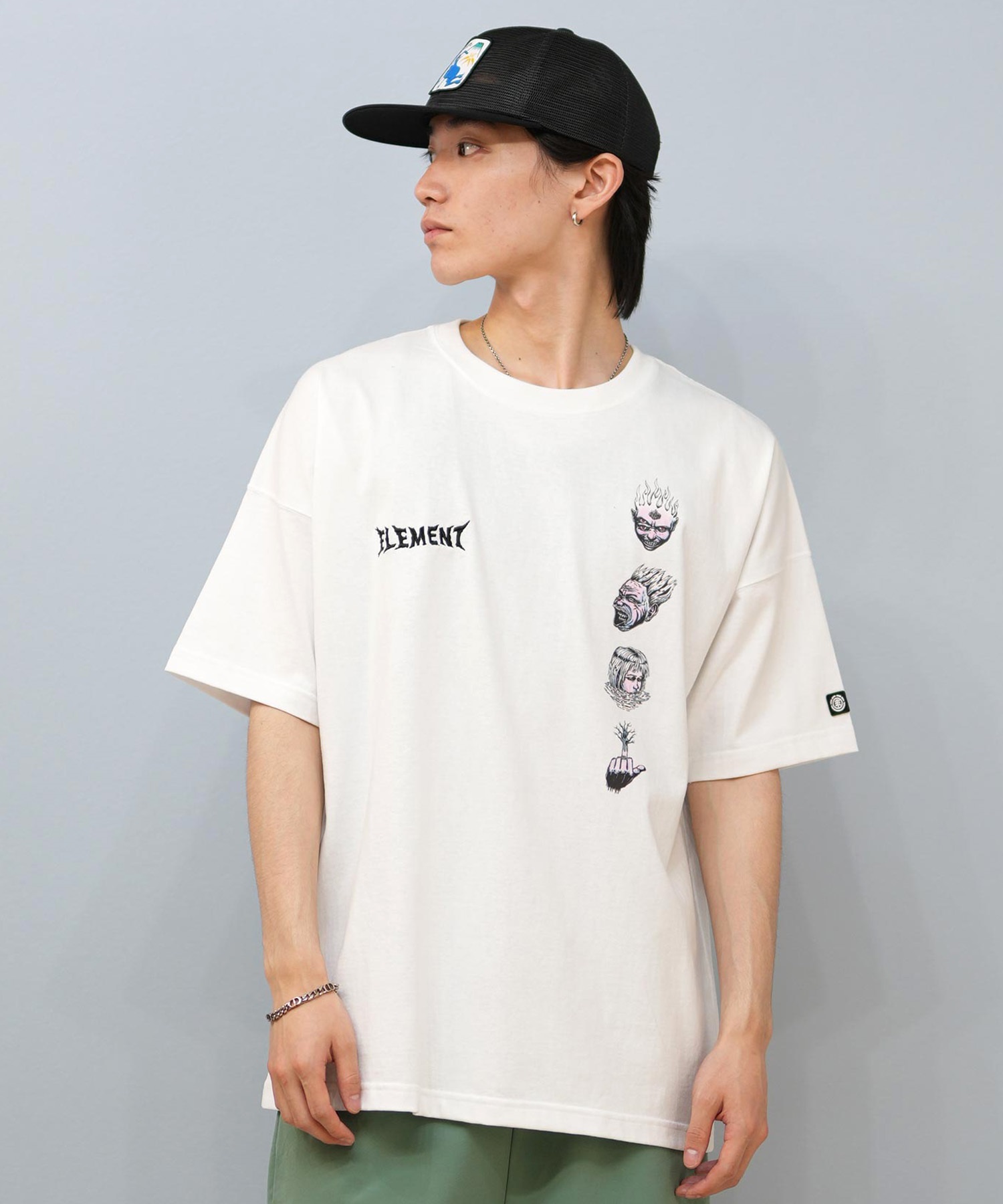 ELEMENT エレメント × JOHANN ヨハン コラボ 半袖 Tシャツ メンズ バックプリント オーバーサイズ BF02A-217(WHT-M)