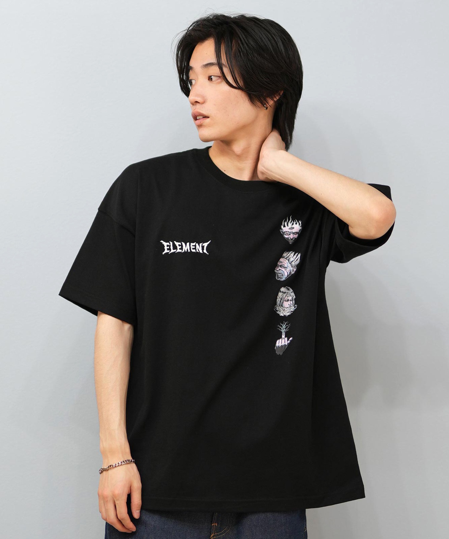 ELEMENT エレメント × JOHANN ヨハン コラボ 半袖 Tシャツ メンズ バックプリント オーバーサイズ BF02A-217(WHT-M)