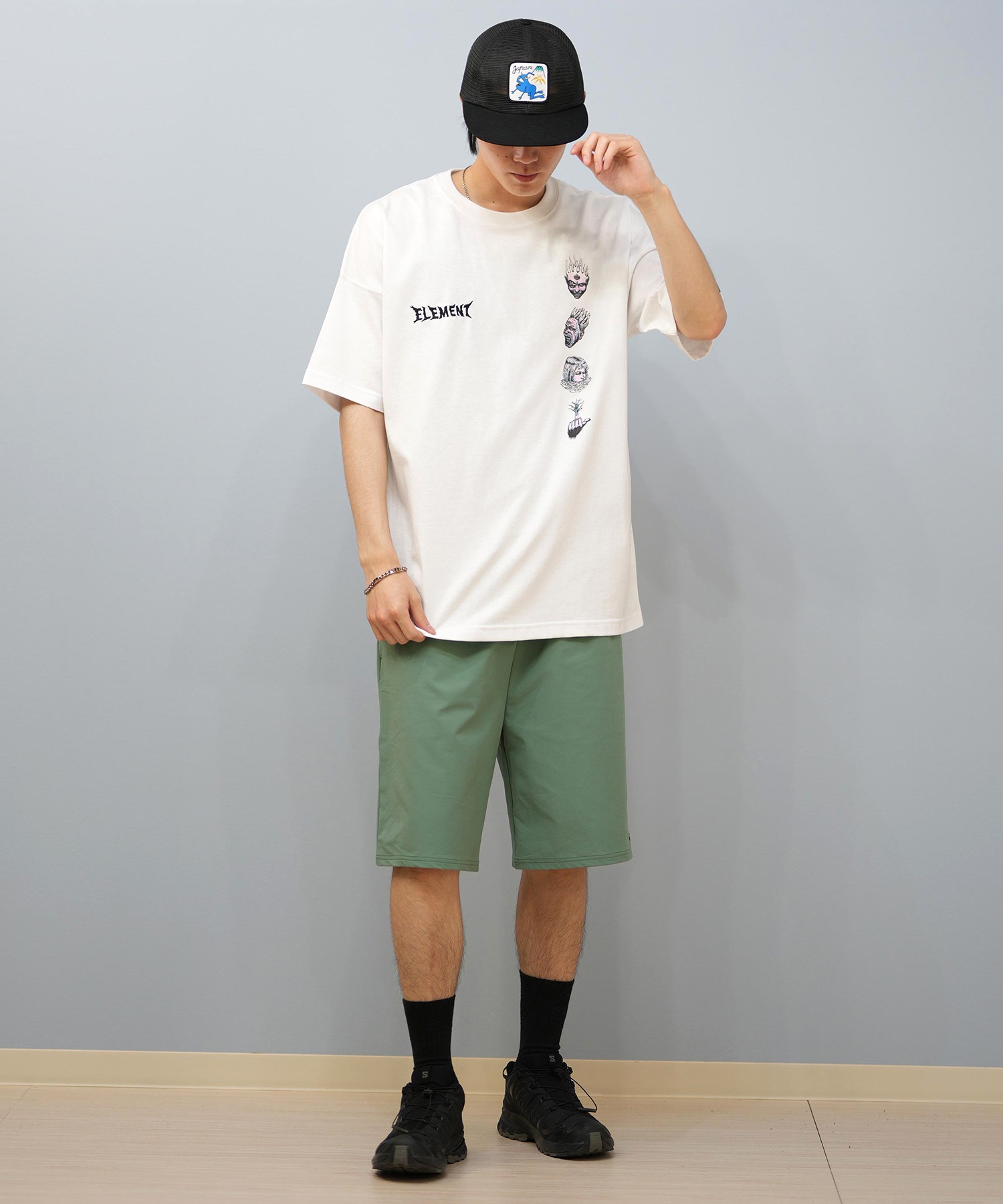 ELEMENT エレメント × JOHANN ヨハン コラボ 半袖 Tシャツ メンズ バックプリント オーバーサイズ BF02A-217(WHT-M)