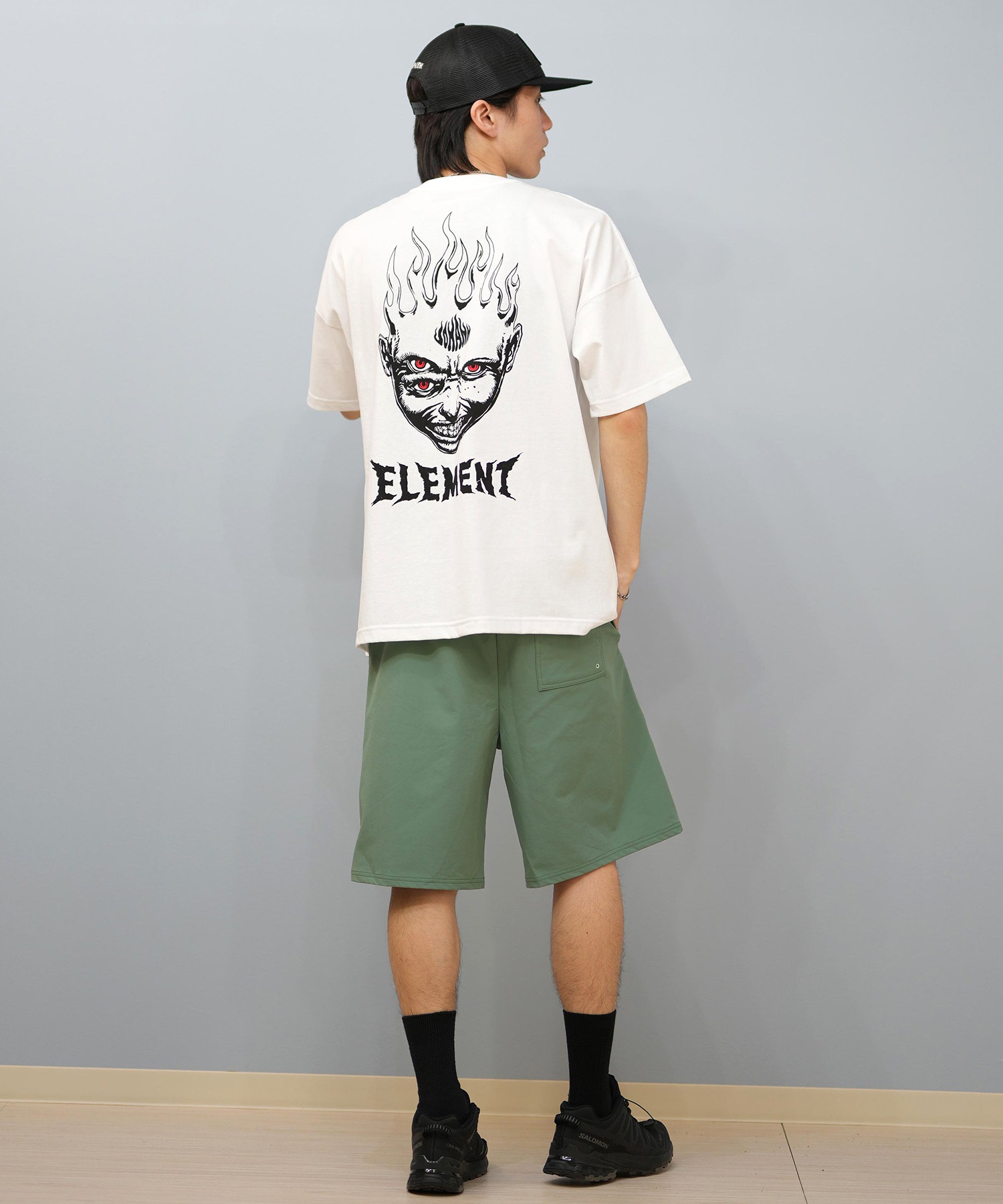 ELEMENT エレメント × JOHANN ヨハン コラボ 半袖 Tシャツ メンズ バックプリント オーバーサイズ BF02A-217(WHT-M)