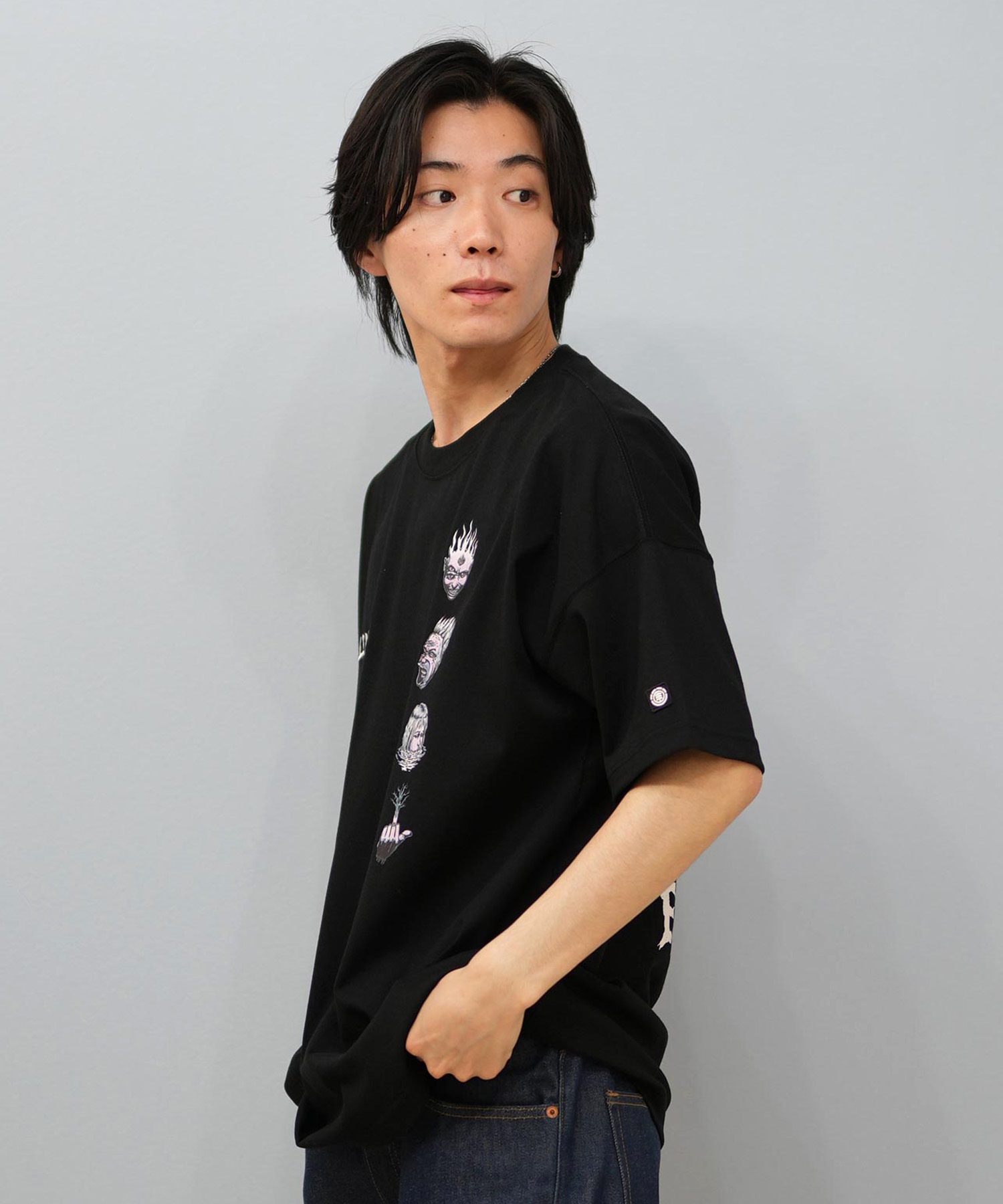 ELEMENT エレメント × JOHANN ヨハン コラボ 半袖 Tシャツ メンズ バックプリント オーバーサイズ BF02A-217(WHT-M)