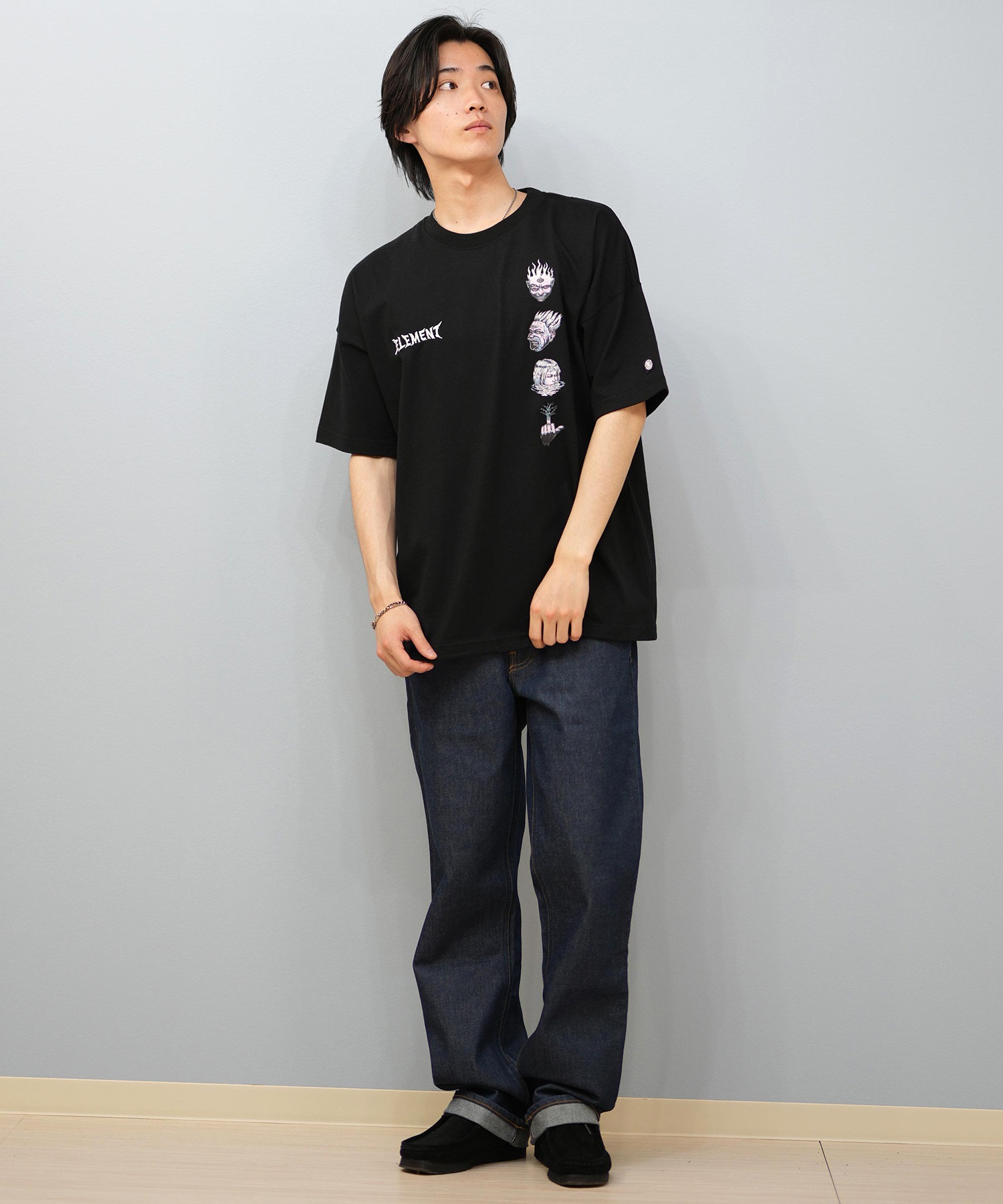 ELEMENT エレメント × JOHANN ヨハン コラボ 半袖 Tシャツ メンズ バックプリント オーバーサイズ BF02A-217(WHT-M)