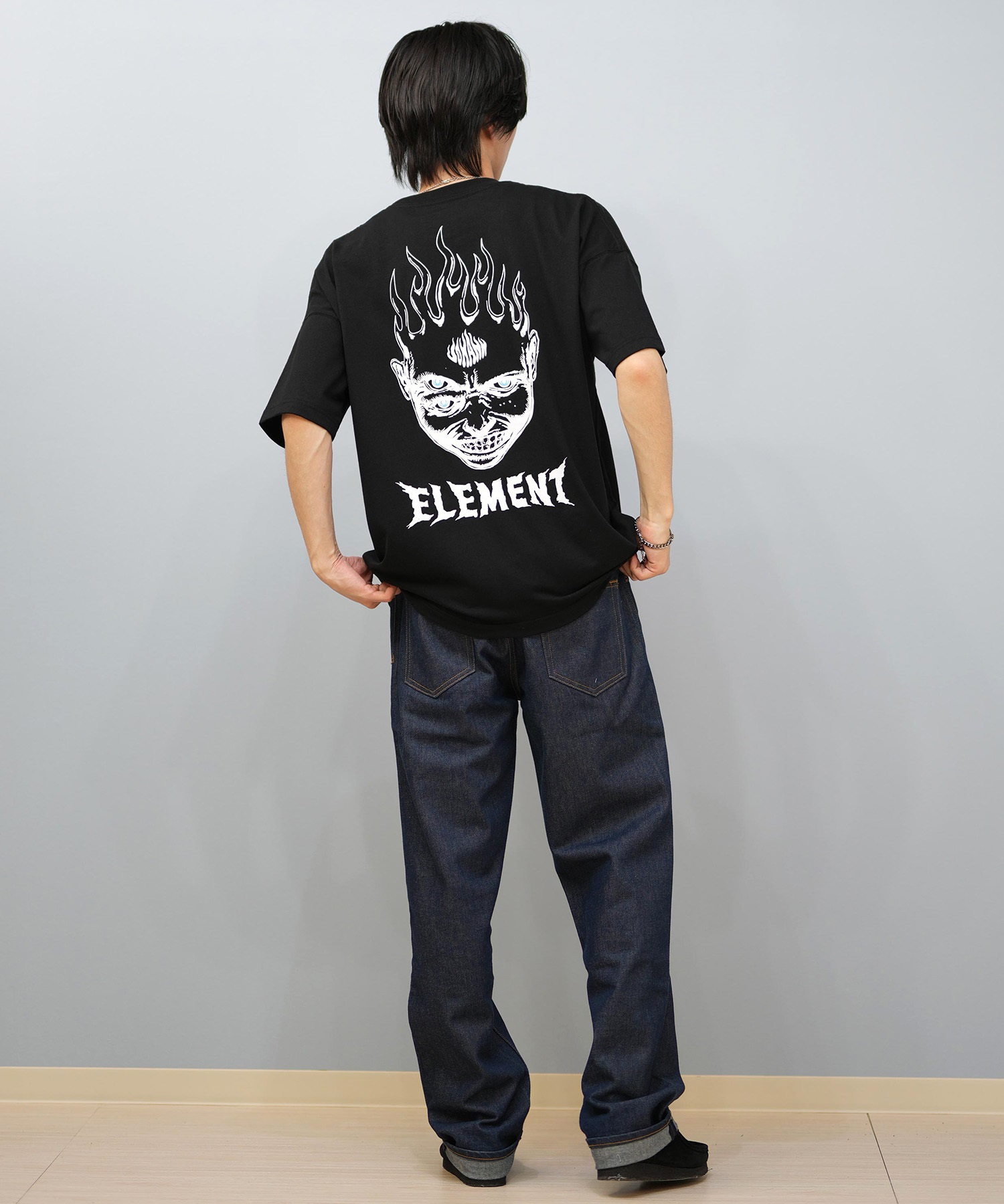 ELEMENT エレメント × JOHANN ヨハン コラボ 半袖 Tシャツ メンズ バックプリント オーバーサイズ BF02A-217(WHT-M)