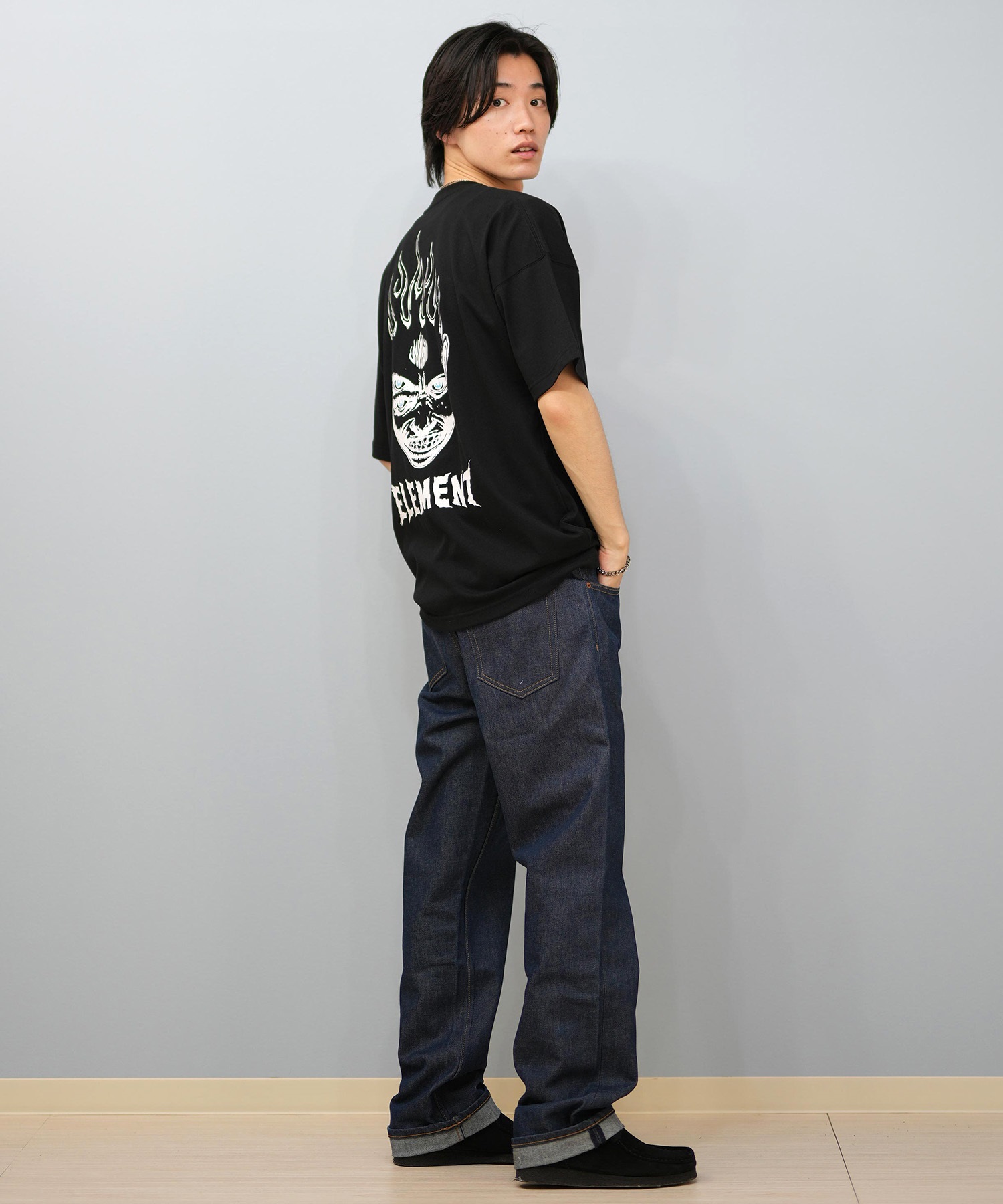 ELEMENT エレメント × JOHANN ヨハン コラボ 半袖 Tシャツ メンズ バックプリント オーバーサイズ BF02A-217(WHT-M)