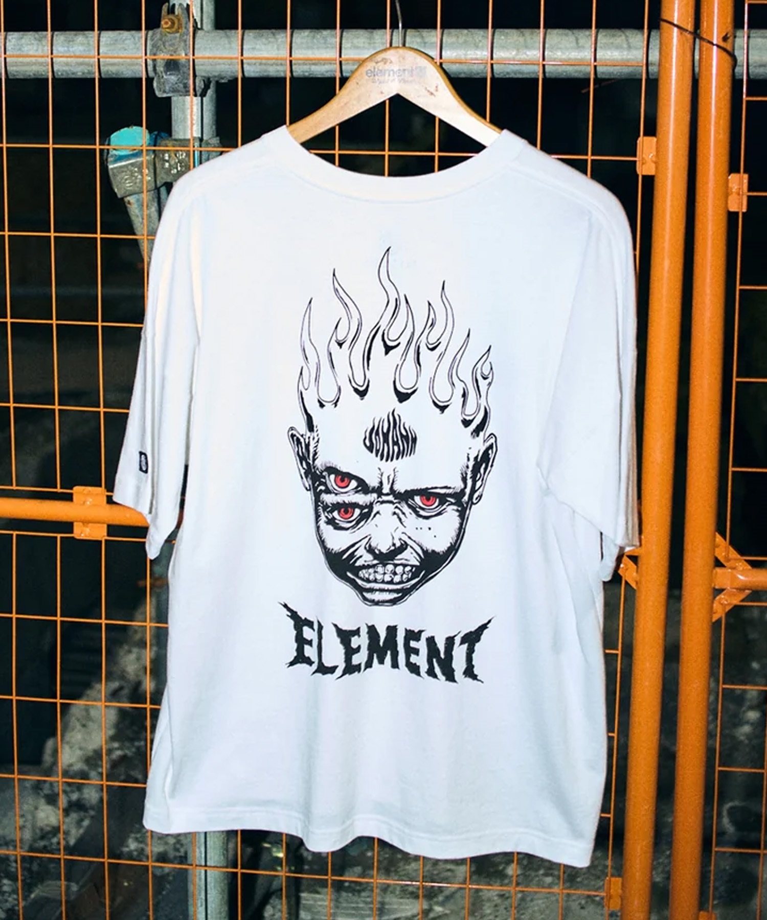 ELEMENT エレメント × JOHANN ヨハン コラボ 半袖 Tシャツ メンズ バックプリント オーバーサイズ BF02A-217(WHT-M)