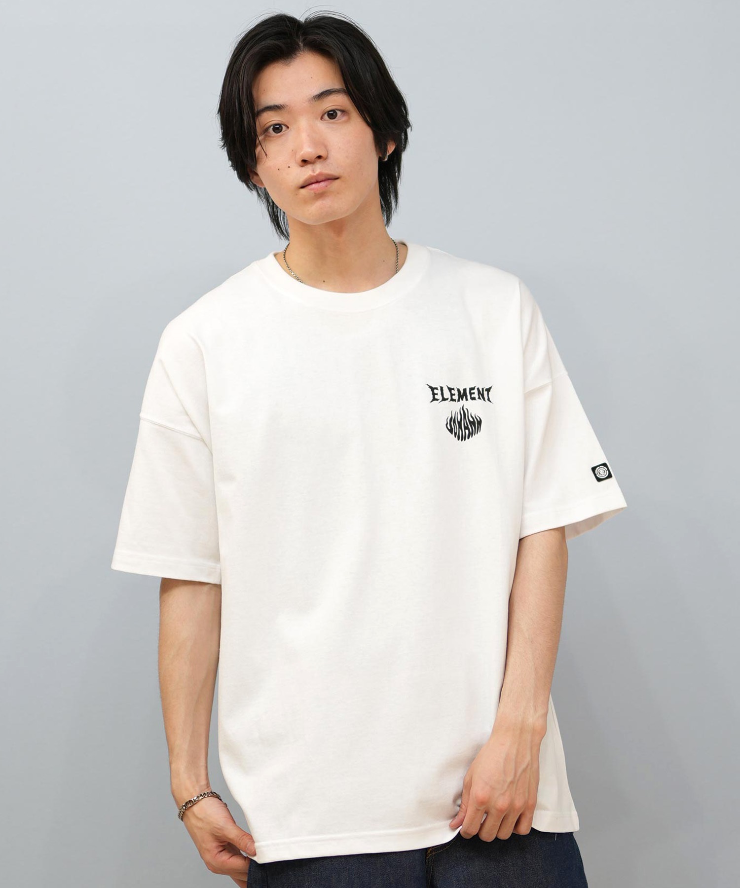 ELEMENT エレメント × JOHANN ヨハン コラボ 半袖 Tシャツ メンズ バックプリント オーバーサイズ BF02A-218(WHT-M)