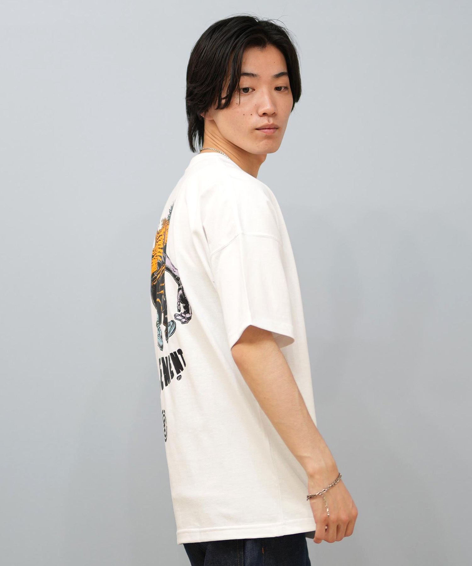ELEMENT エレメント × JOHANN ヨハン コラボ 半袖 Tシャツ メンズ バックプリント オーバーサイズ BF02A-218(WHT-M)