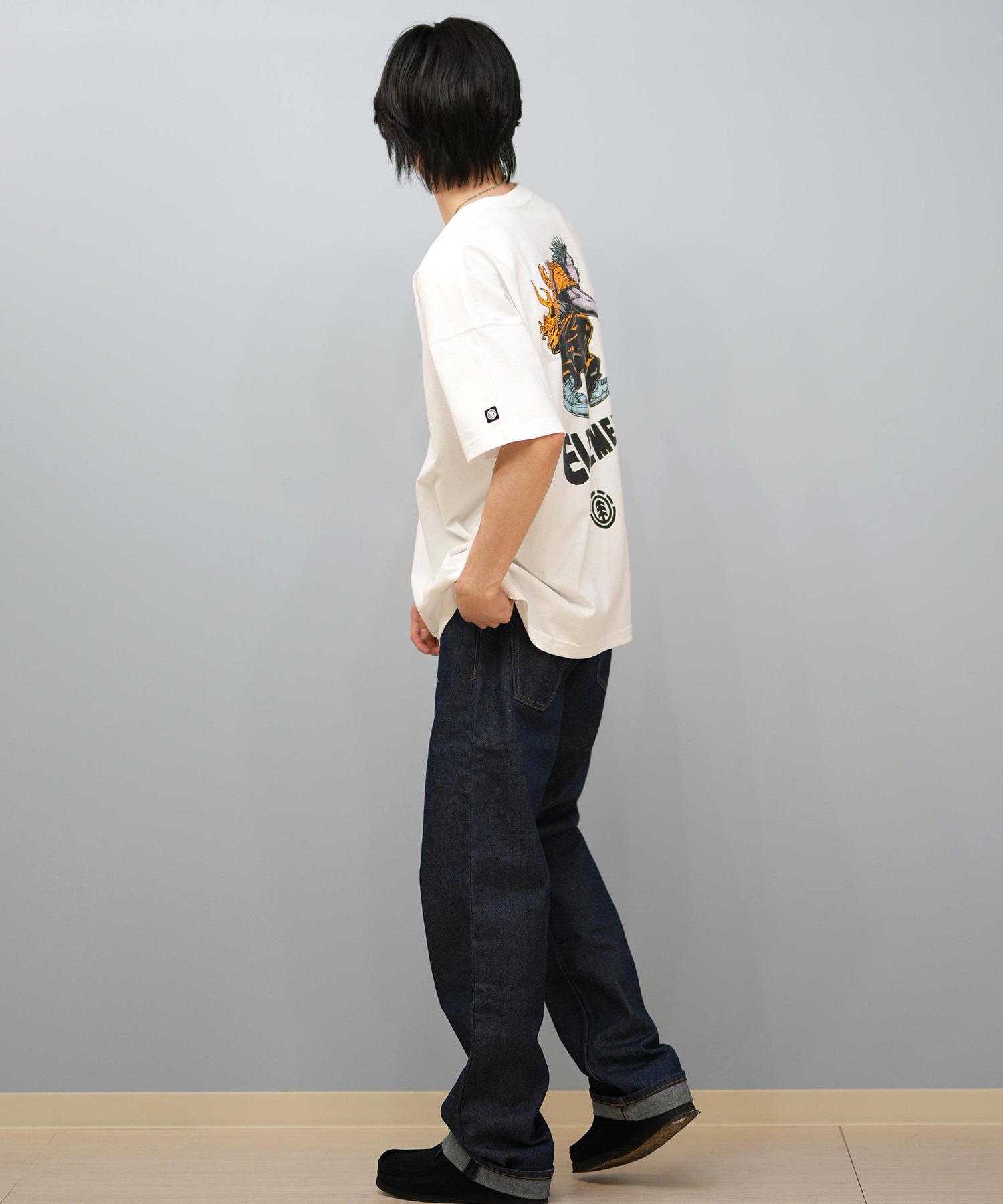 ELEMENT エレメント × JOHANN ヨハン コラボ 半袖 Tシャツ メンズ バックプリント オーバーサイズ BF02A-218(WHT-M)