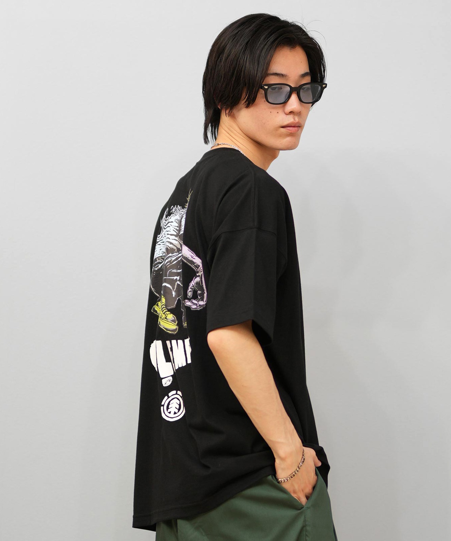 ELEMENT エレメント × JOHANN ヨハン コラボ 半袖 Tシャツ メンズ バックプリント オーバーサイズ BF02A-218(WHT-M)