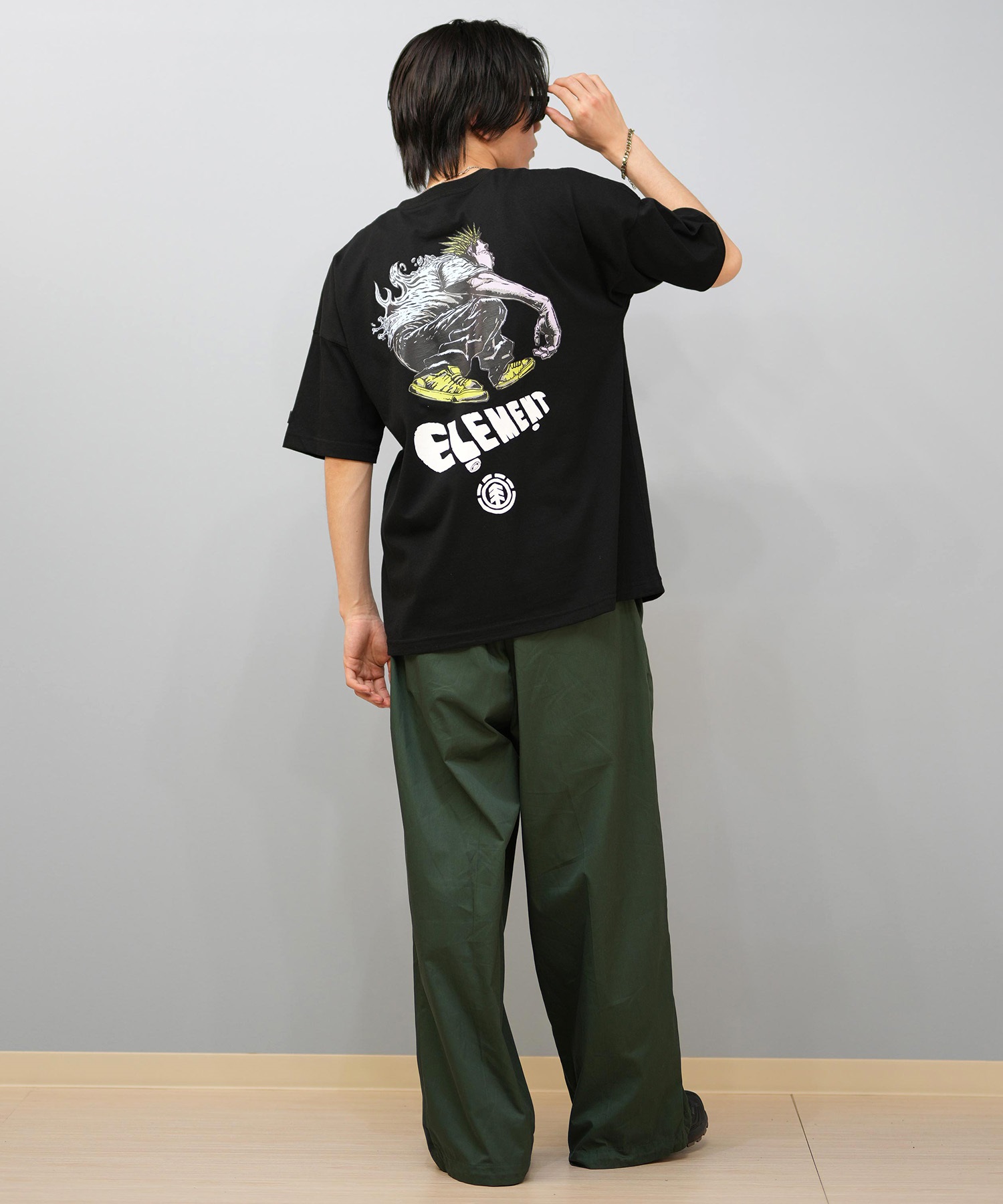 ELEMENT エレメント × JOHANN ヨハン コラボ 半袖 Tシャツ メンズ バックプリント オーバーサイズ BF02A-218(WHT-M)