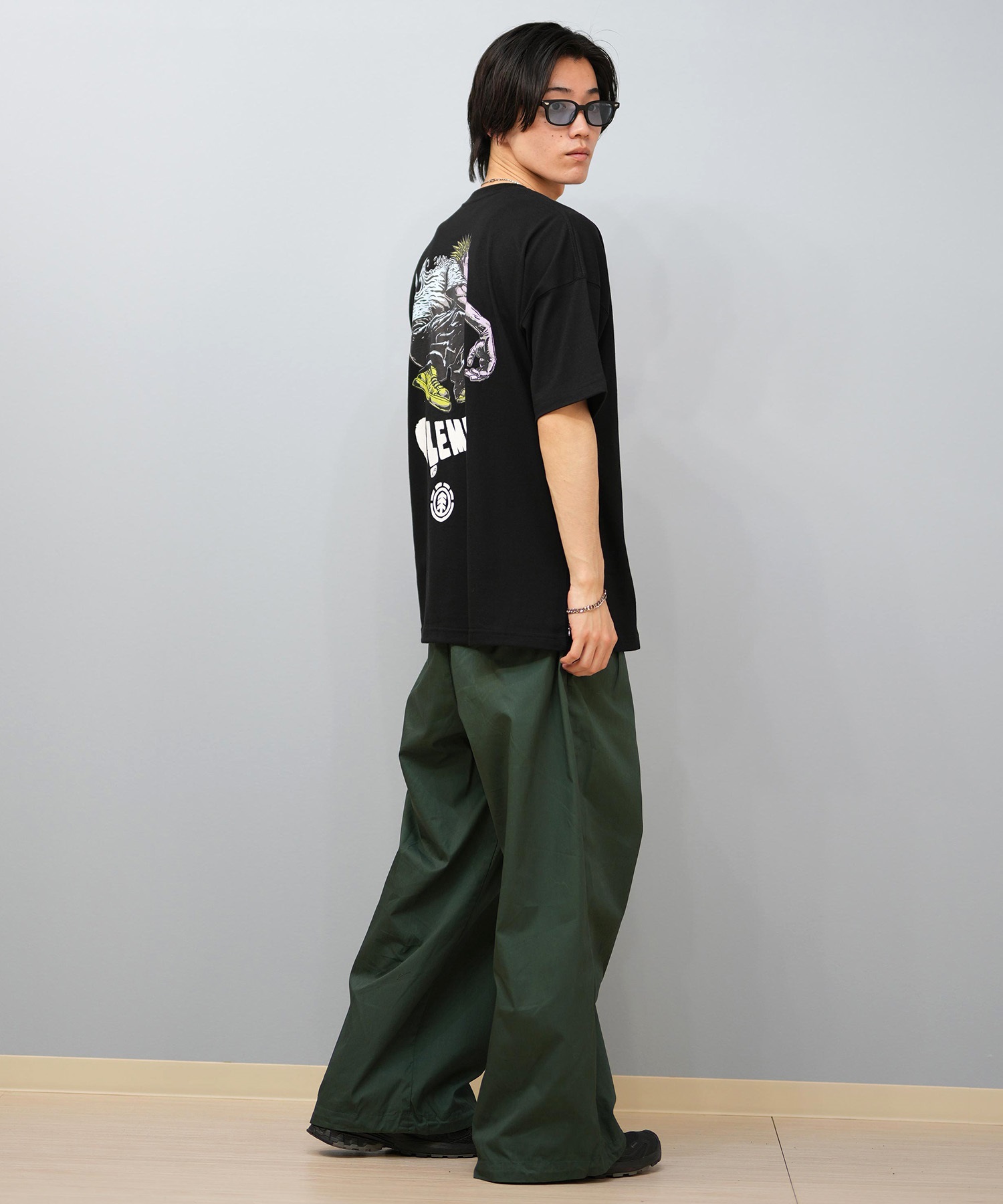 ELEMENT エレメント × JOHANN ヨハン コラボ 半袖 Tシャツ メンズ バックプリント オーバーサイズ BF02A-218(WHT-M)