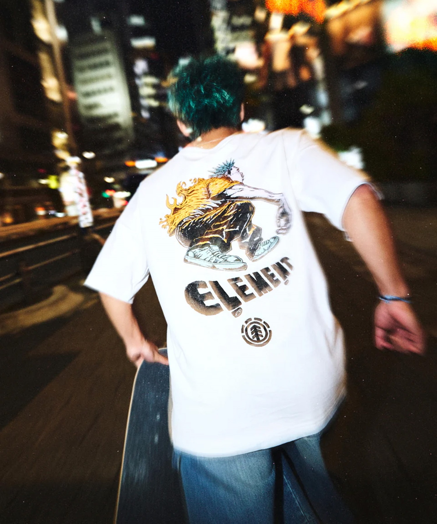 ELEMENT エレメント × JOHANN ヨハン コラボ 半袖 Tシャツ メンズ バックプリント オーバーサイズ BF02A-218(WHT-M)