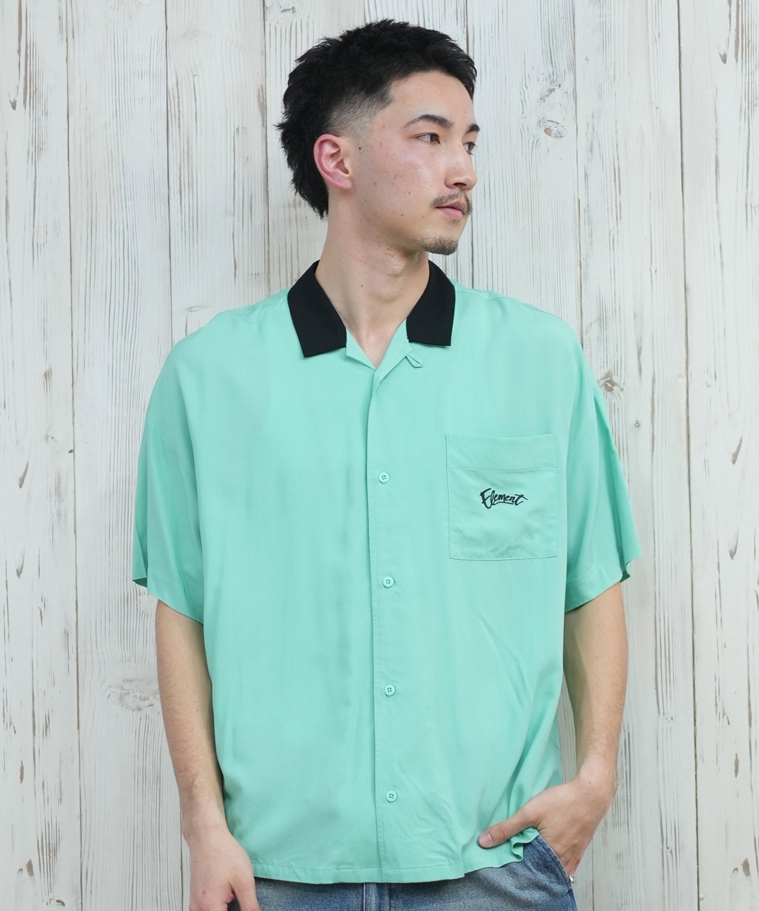 ELEMENT エレメント 半袖 シャツ メンズ ボーリングシャツ バック