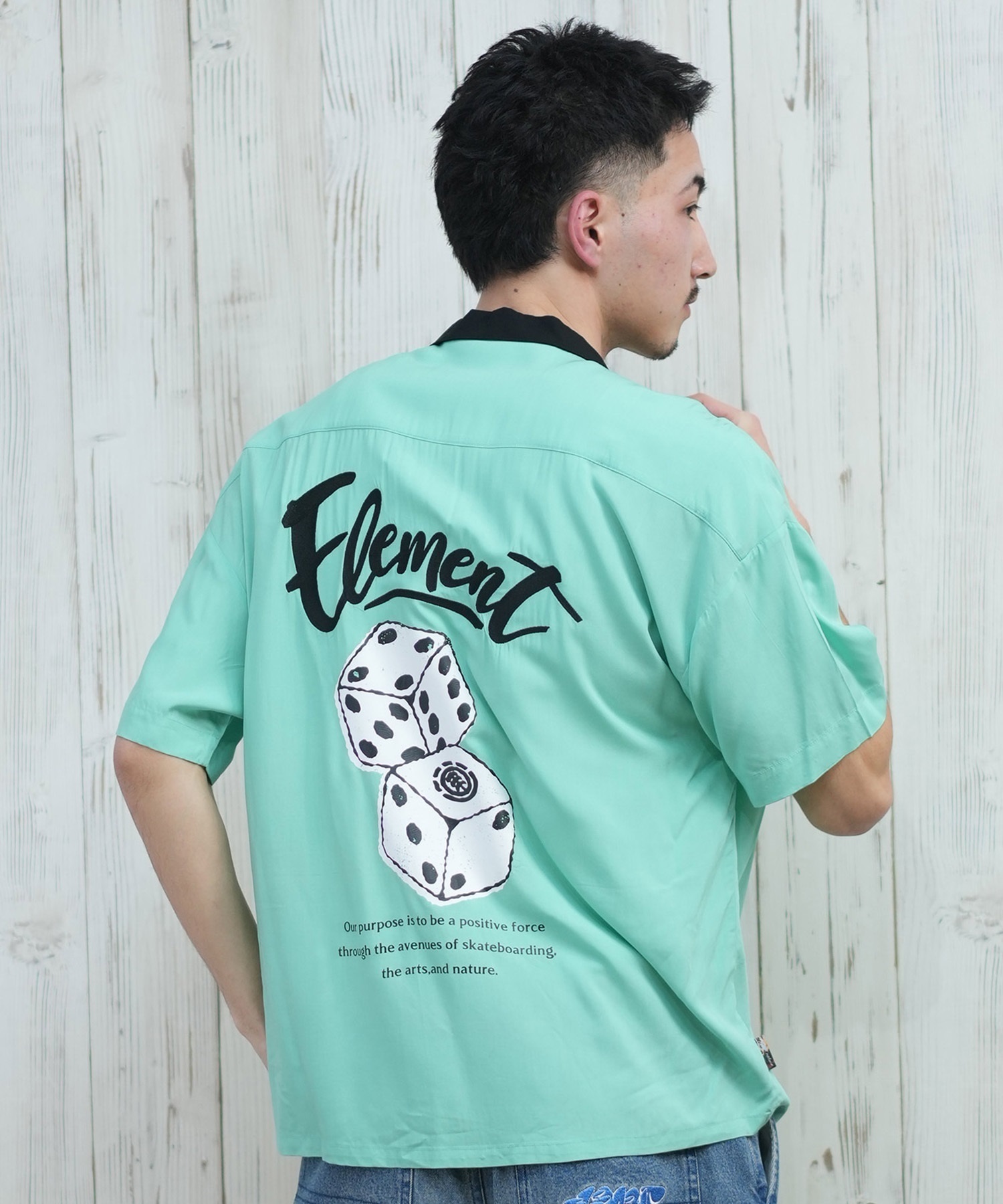 ELEMENT エレメント 半袖 シャツ メンズ ボーリングシャツ バック