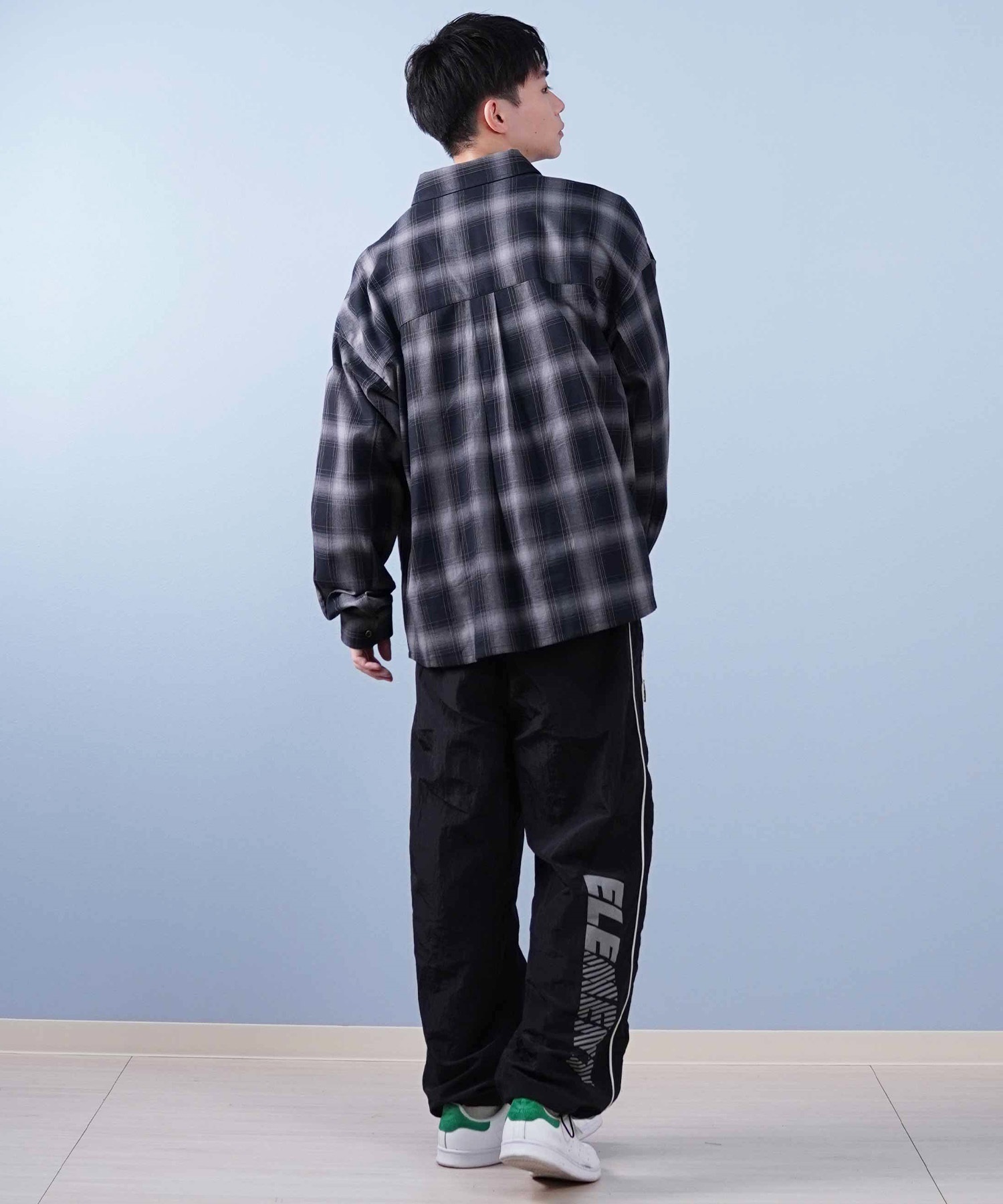 ELEMENT エレメント 長袖 シャツ メンズ チェックシャツ ビッグシルエット BF021-101(WHT-M)