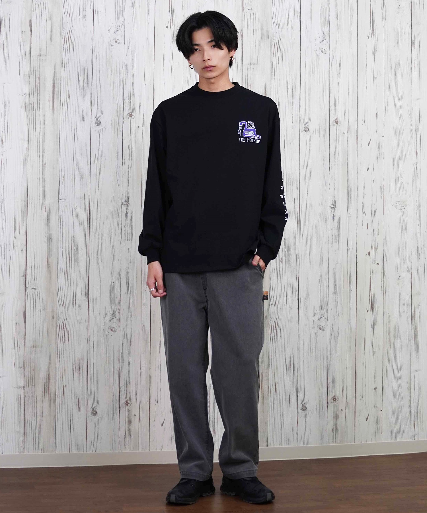 ELEMENT エレメント ロングパンツ メンズ ロンパン ワイドシルエット ワンポイント BF021-700(BDM-M)