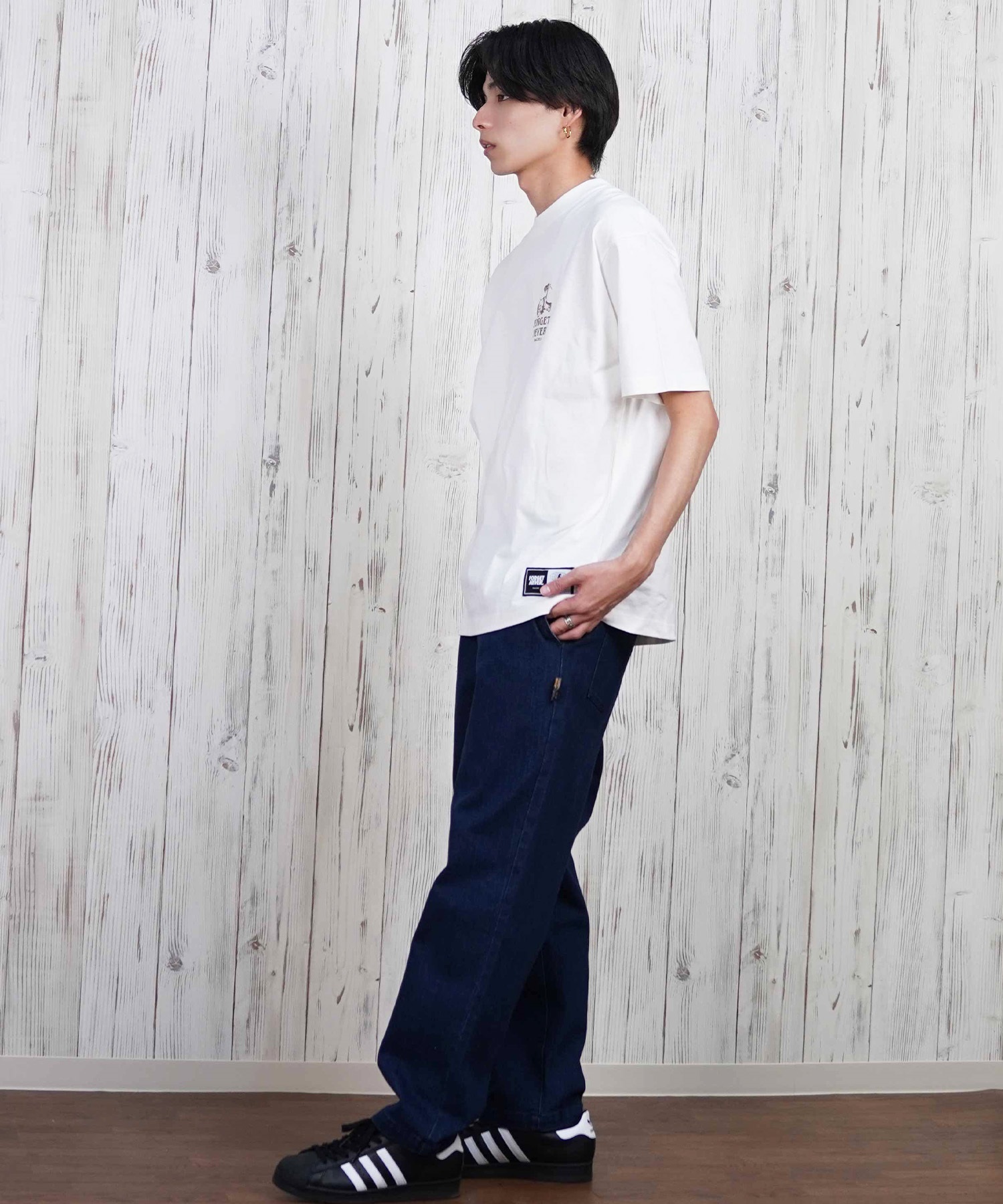 ELEMENT エレメント ロングパンツ メンズ ロンパン ワイドシルエット ワンポイント BF021-700(BDM-M)