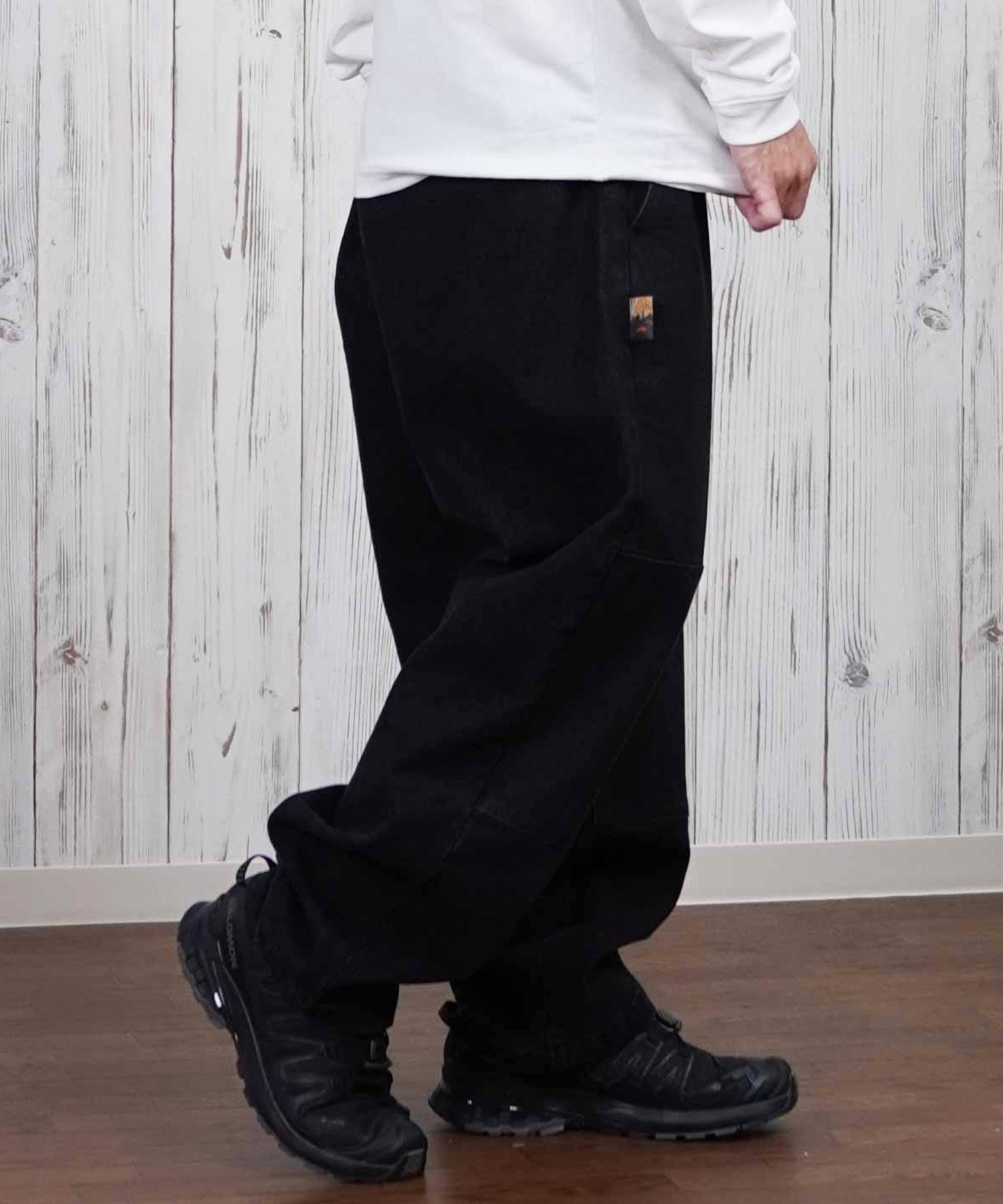 ELEMENT エレメント ロングパンツ デニム メンズ ロンパン ダブルニー ワイドシルエット ワンポイント BF021-702(BDM-M)