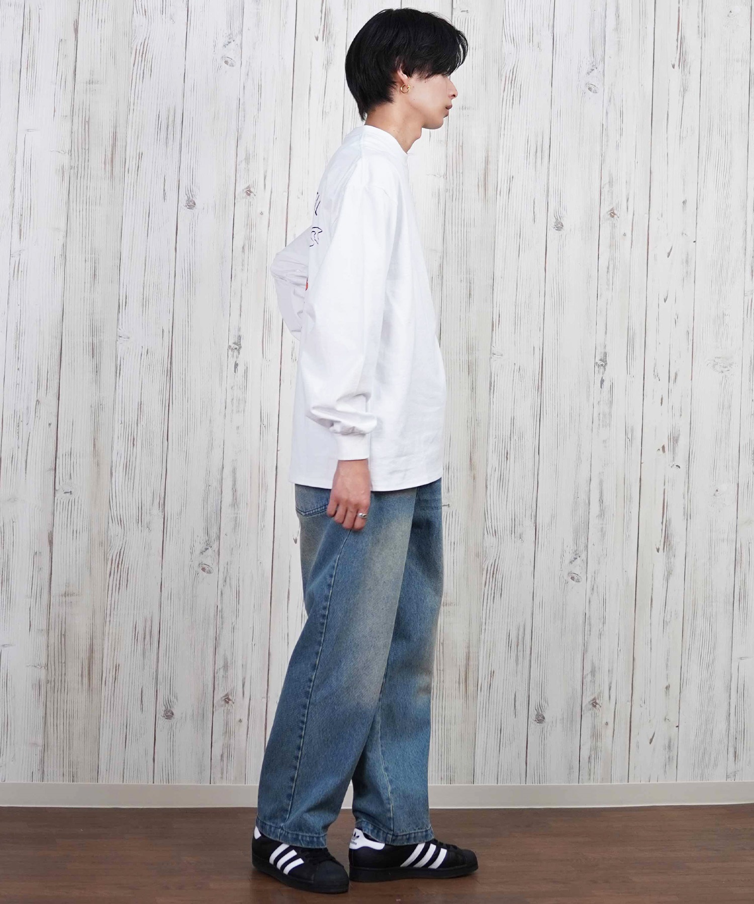 ELEMENT エレメント ロングパンツ デニム メンズ ロンパン ワイドシルエット ワンポイント セットアップ対応 BF021-704(BFAD-M)