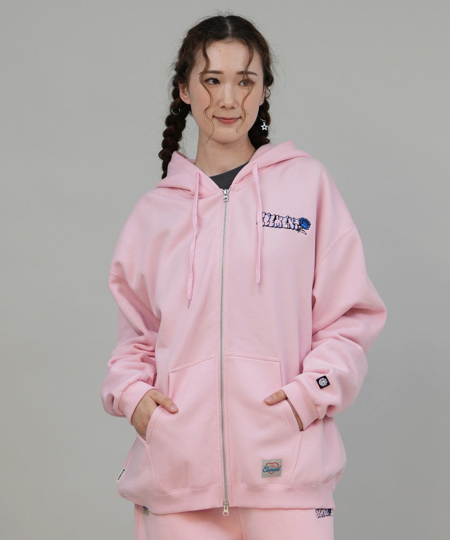 ELEMENT エレメント ジップアップ パーカー レディース バックプリント ESSENTIAL FULL ZIP W BF024-030(PNK-M)