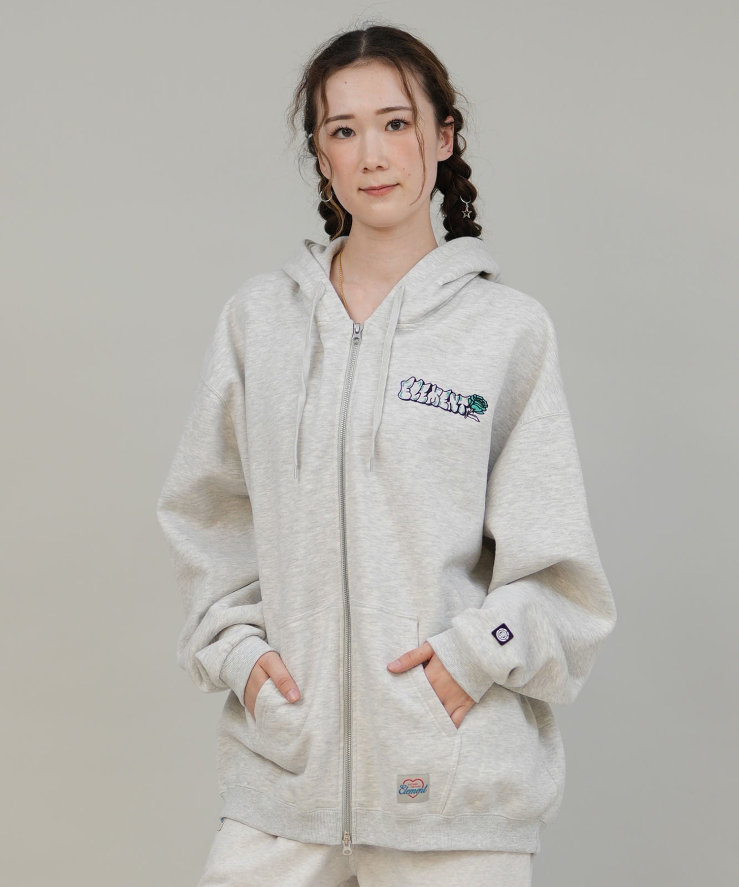 ELEMENT エレメント ジップアップ パーカー レディース バックプリント ESSENTIAL FULL ZIP W BF024-030(PNK-M)