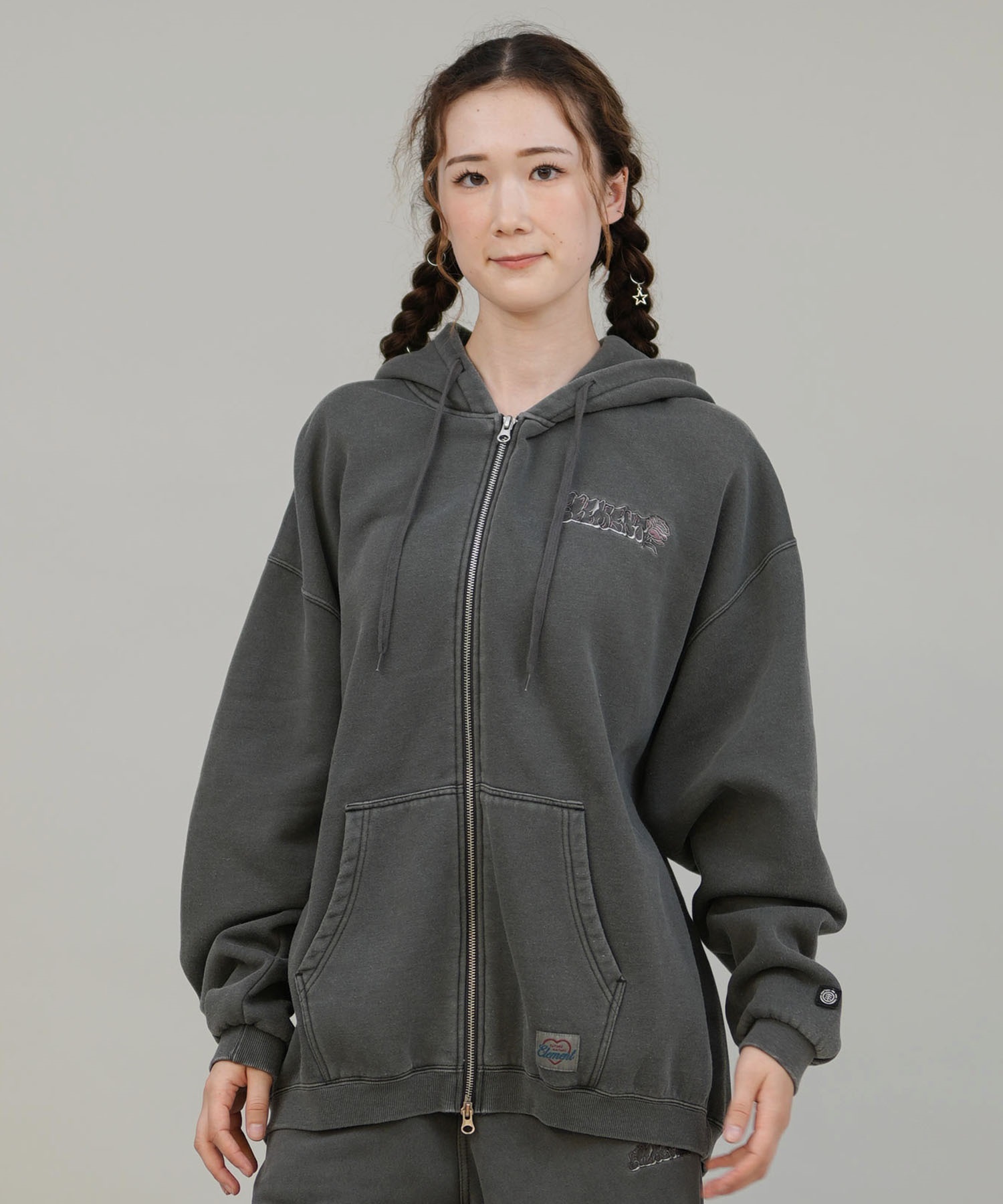 ELEMENT エレメント ジップアップ パーカー レディース バックプリント ESSENTIAL FULL ZIP W BF024-030(PNK-M)