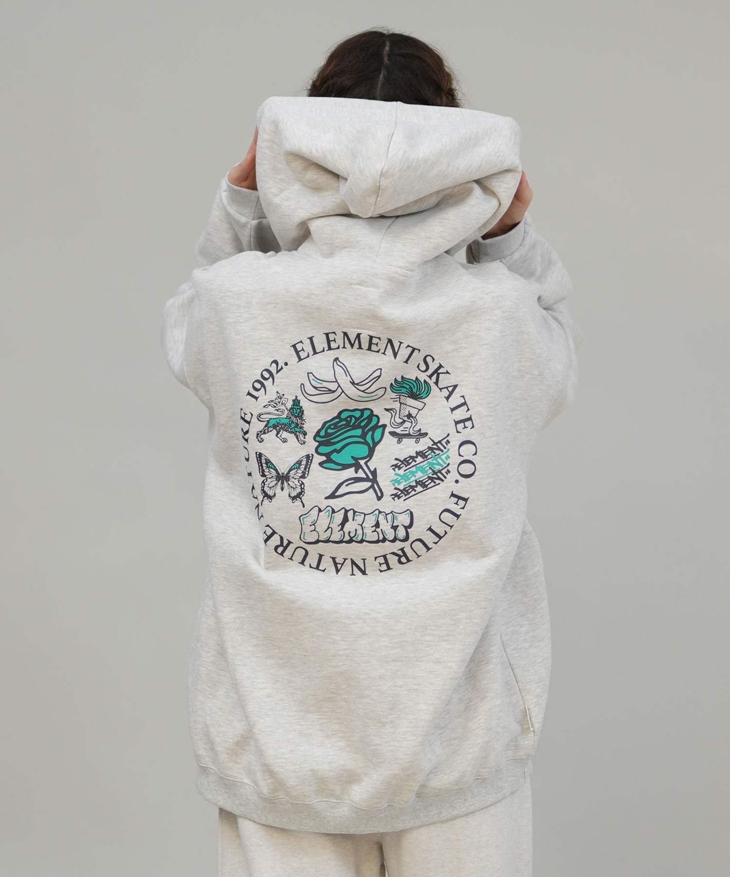 ELEMENT エレメント ジップアップ パーカー レディース バックプリント ESSENTIAL FULL ZIP W BF024-030(PNK-M)