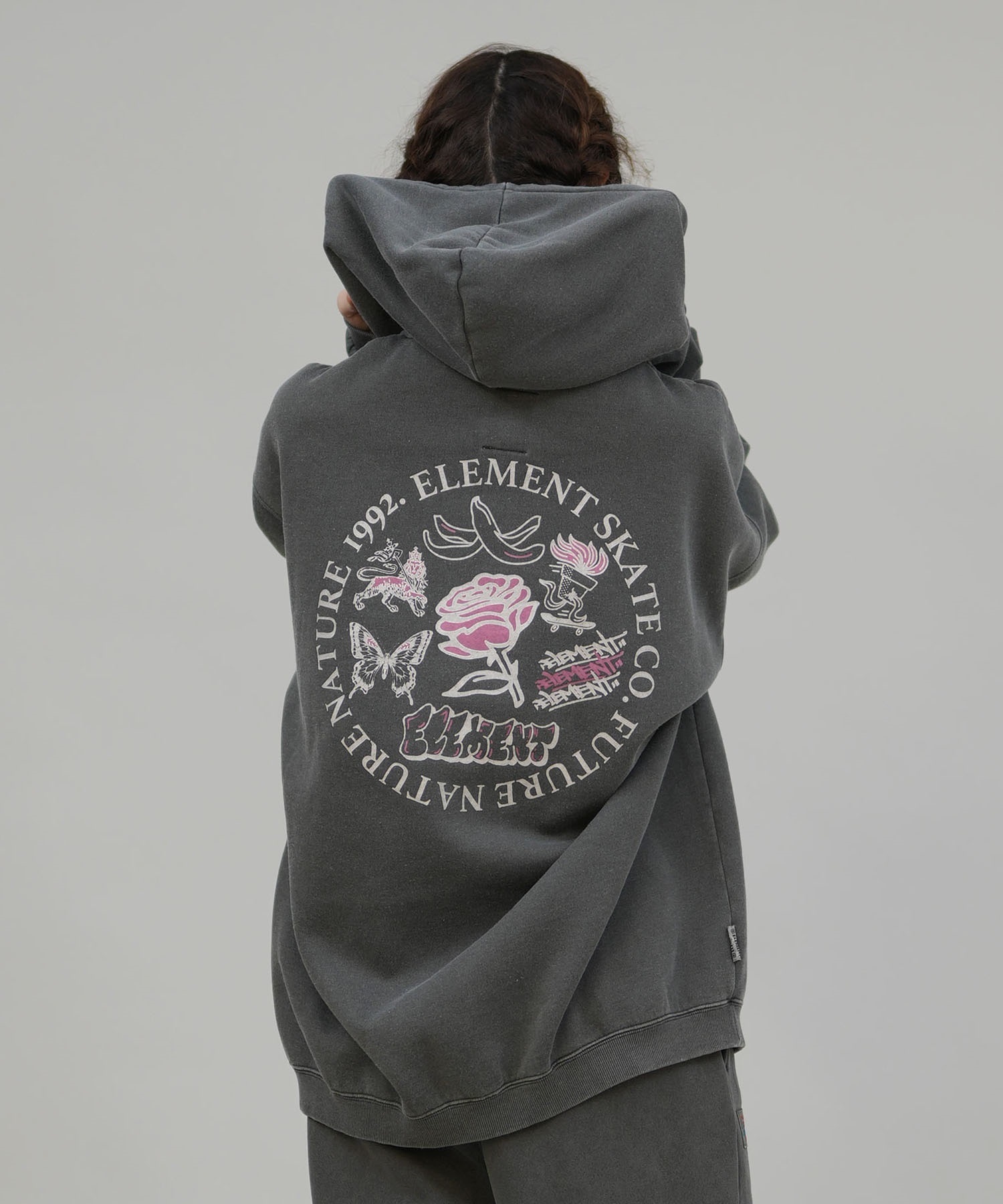 ELEMENT エレメント ジップアップ パーカー レディース バックプリント ESSENTIAL FULL ZIP W BF024-030(PNK-M)