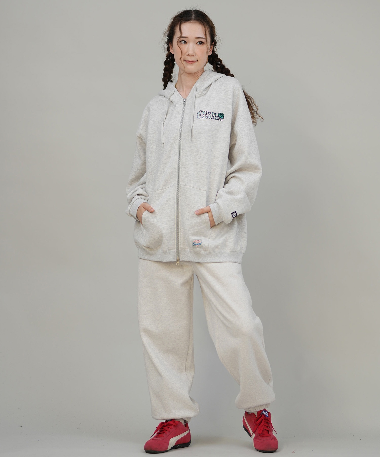 ELEMENT エレメント ジップアップ パーカー レディース バックプリント ESSENTIAL FULL ZIP W BF024-030(PNK-M)