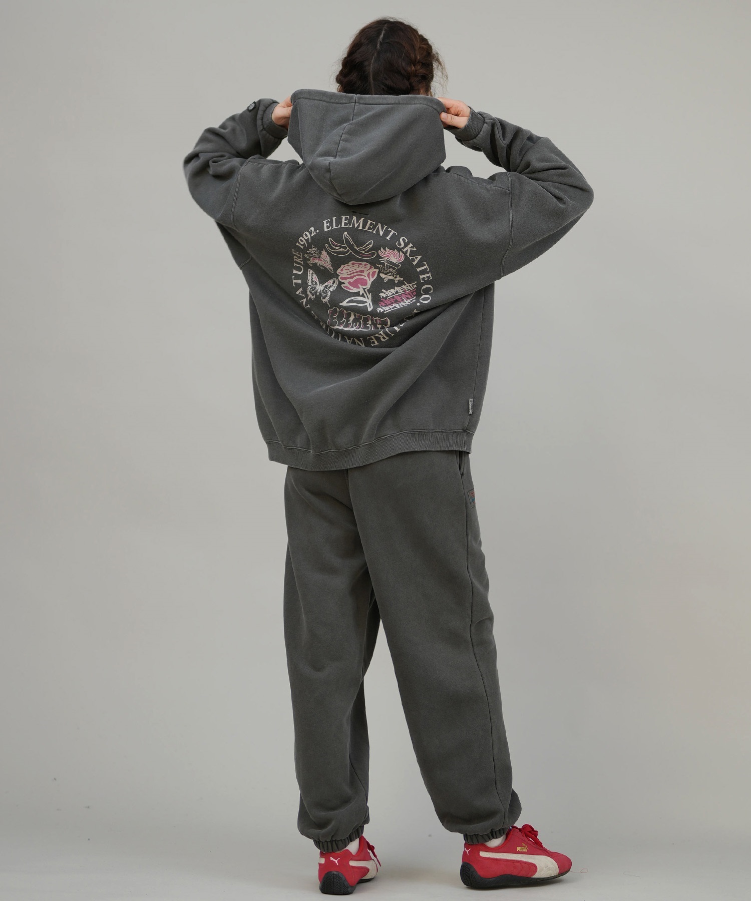 ELEMENT エレメント ジップアップ パーカー レディース バックプリント ESSENTIAL FULL ZIP W BF024-030(PNK-M)