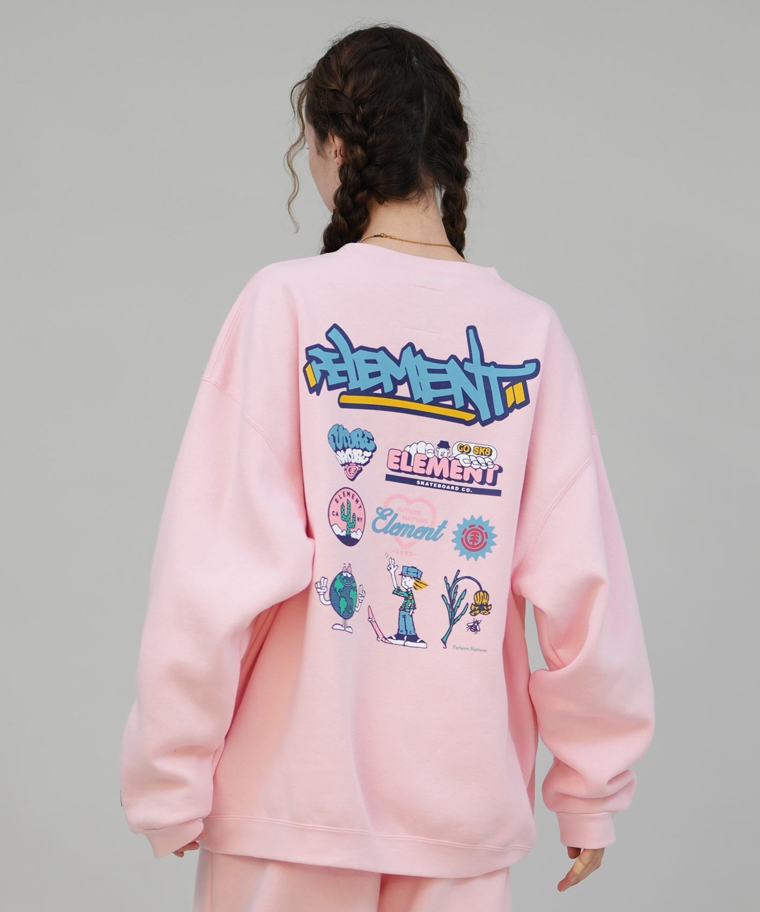 ELEMENT エレメント トレーナー スウェット レディース バックプリント ACOMPANY CREW W BF024-034(PNK-M)