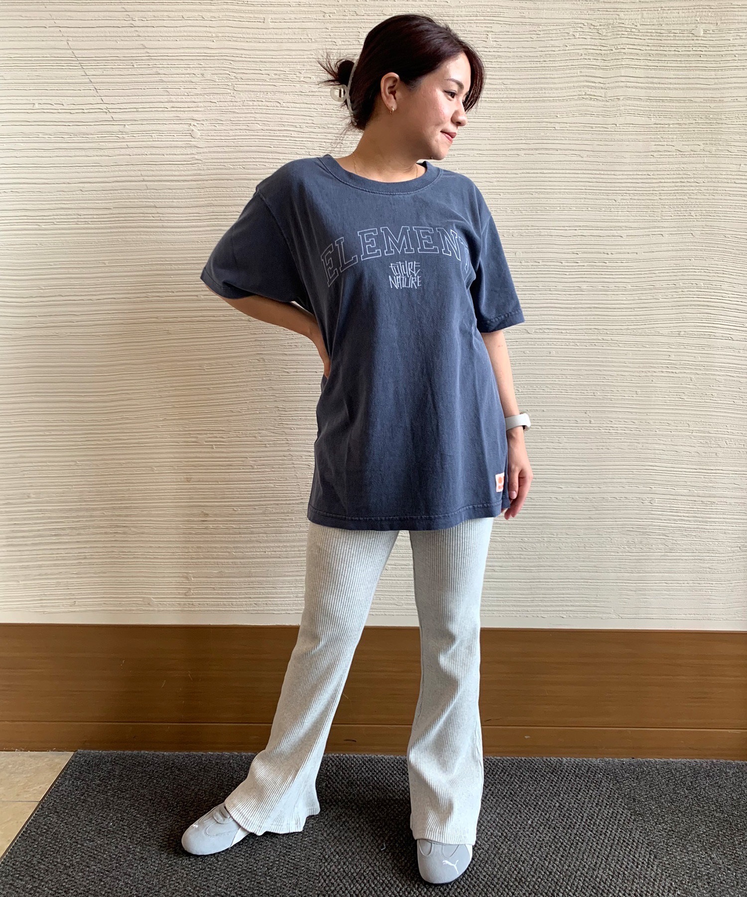 ELEMENT エレメント 半袖 Tシャツ レディース バックプリント フラワー モチーフ FLOWER SS WOMENS BF02C-253(WHT-M)