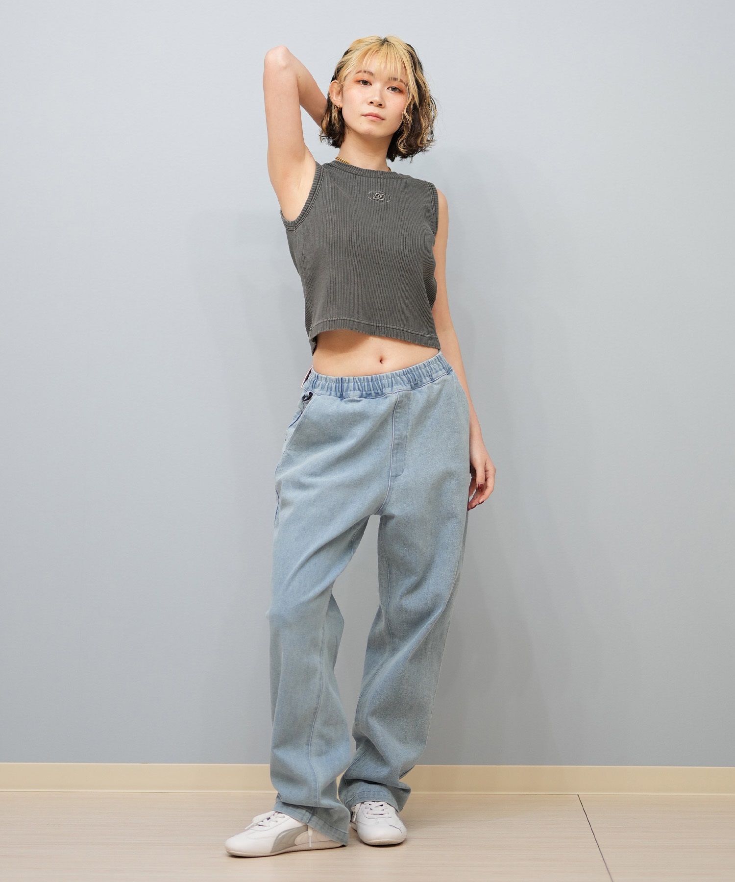 jaded ワイドデニムパンツ Jaded London ジェイデッドロンドン ブラック ウォッシュ加工