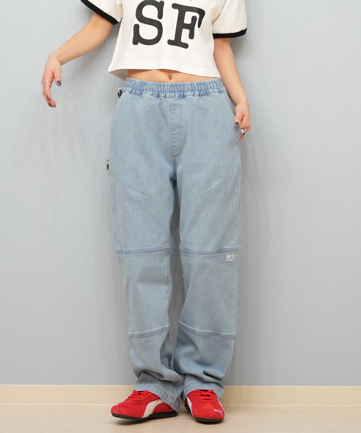 ELEMENT エレメント レディース ロングパンツ ダブルニーデニム ユニ