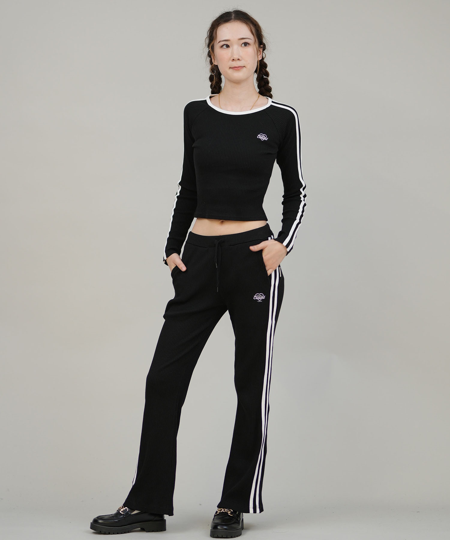 ELEMENT エレメント ロングパンツ レディース リブ フレアパンツ セットアップ対応 SHOD PANTS RIB BF024-728(FBK-M)