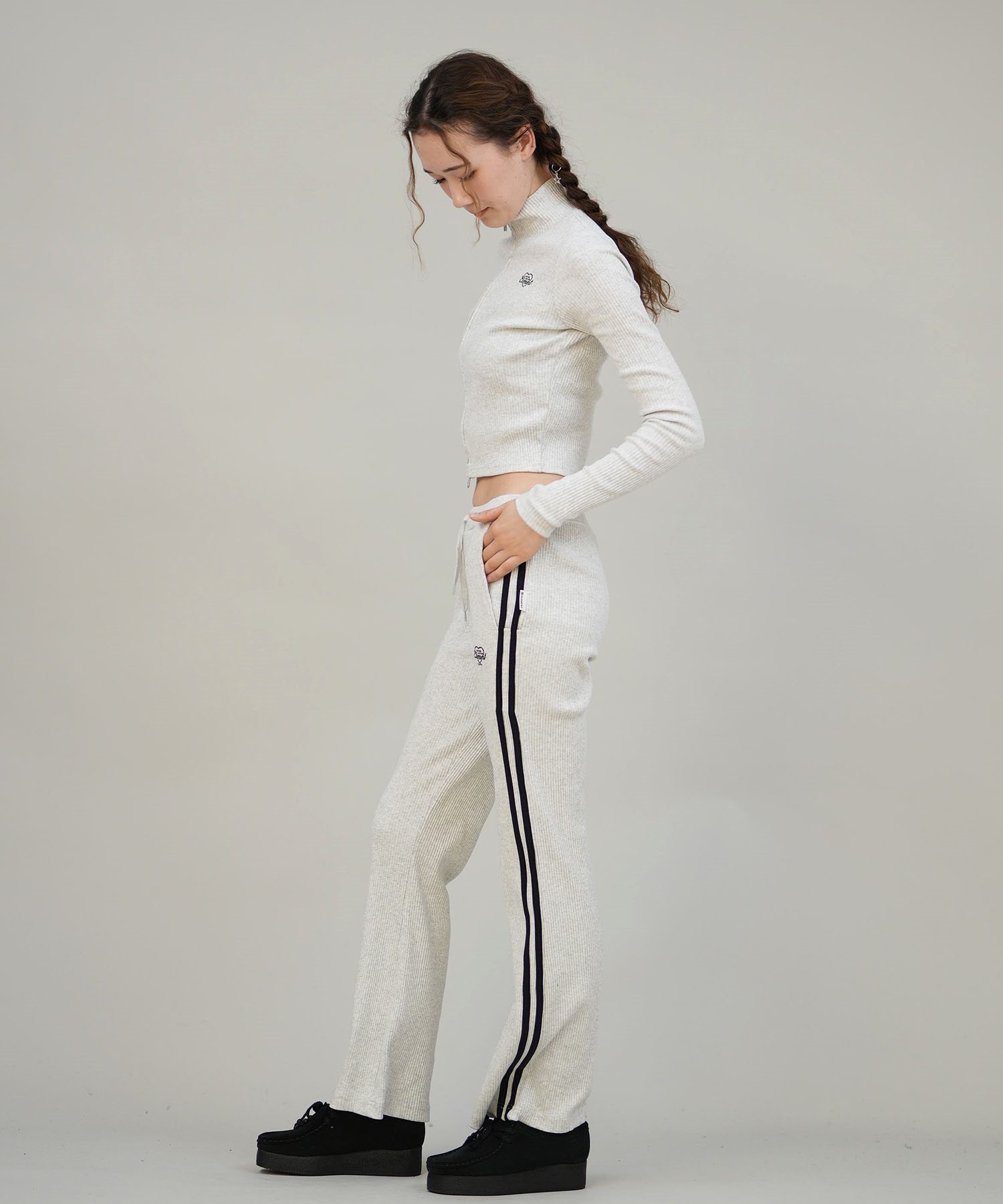 ELEMENT エレメント ロングパンツ レディース リブ フレアパンツ セットアップ対応 SHOD PANTS RIB BF024-728(FBK-M)