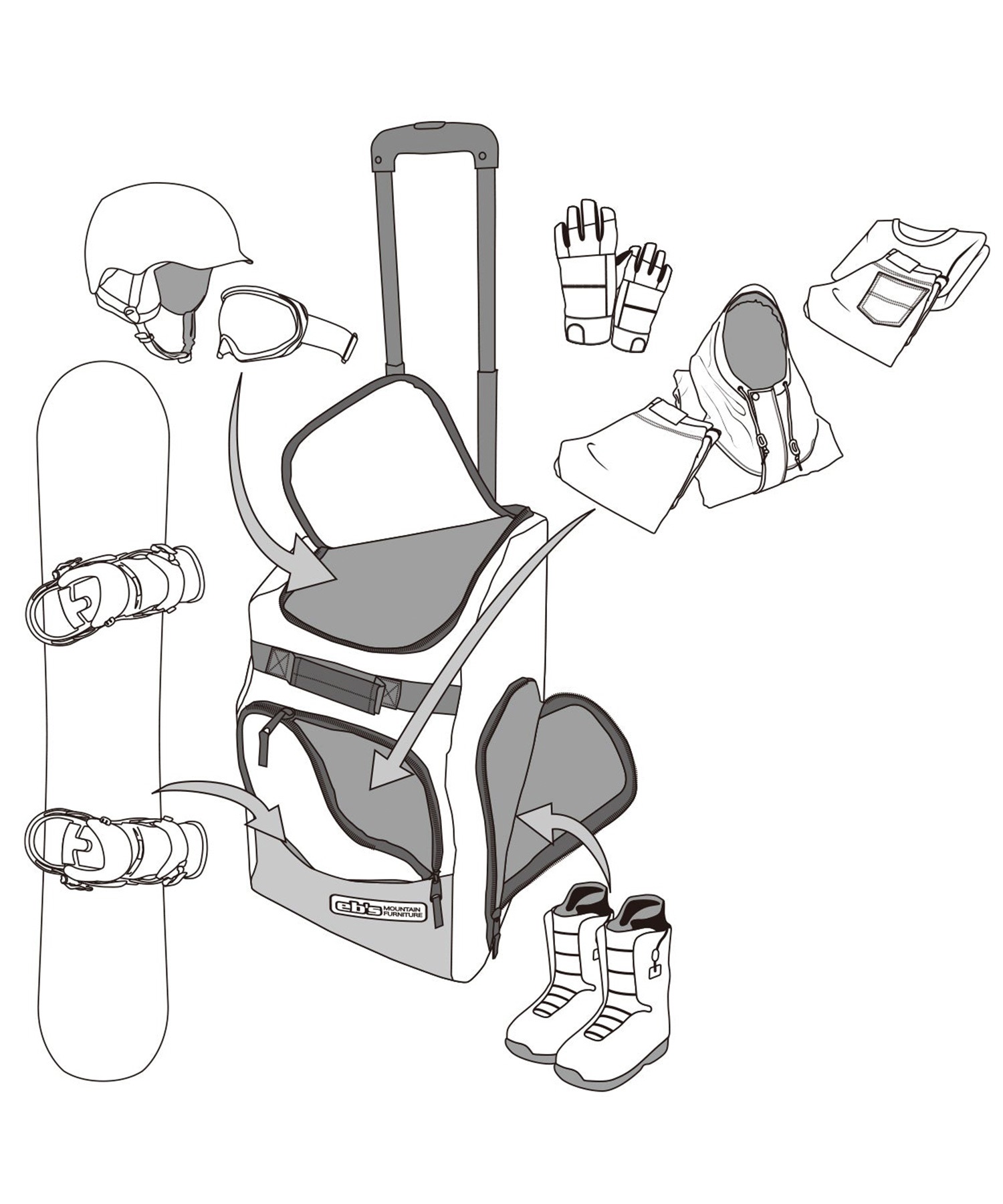 eb's エビス CONTAINER WHEEL スノーボード バッグ ムラサキスポーツ