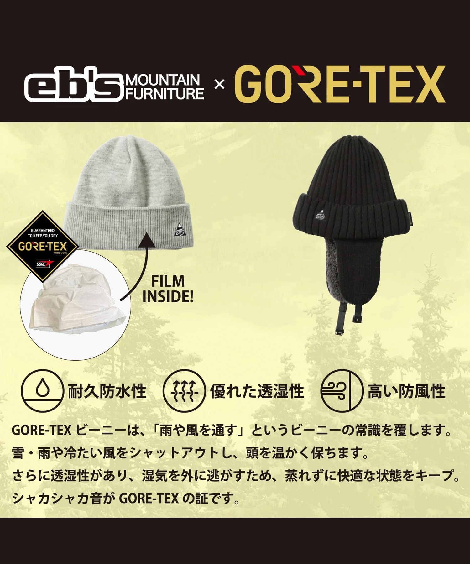 eb's エビス GORE-TEX SHAKA SHAKA BEANIE スノーボード ビーニー ユニ