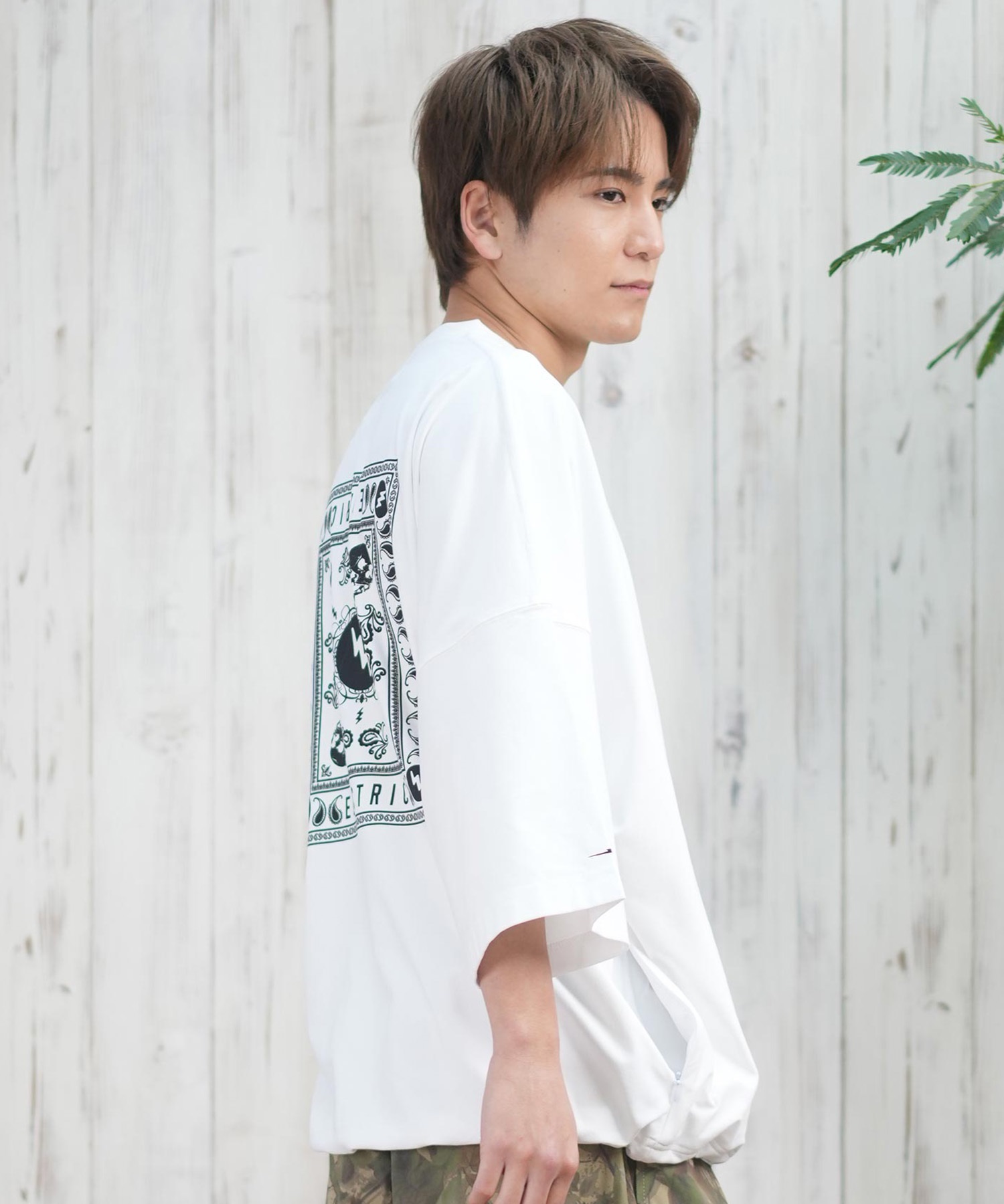 Electric エレクトリック ラッシュガード メンズ 半袖 Tシャツ バックプリント 水陸両用 UVカット E25STM05 ムラサキスポーツ限定(W/BK-M)