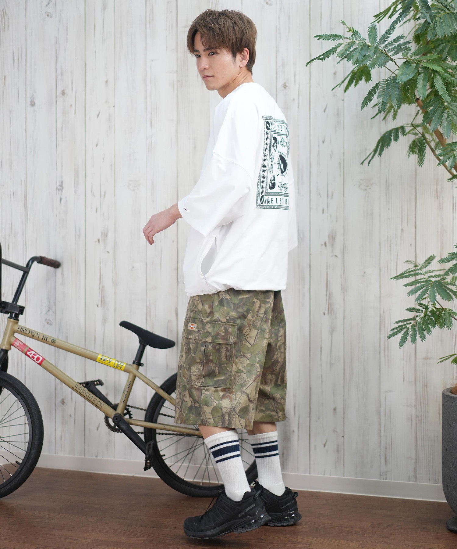 Electric エレクトリック ラッシュガード メンズ 半袖 Tシャツ バックプリント 水陸両用 UVカット E25STM05 ムラサキスポーツ限定(W/BK-M)