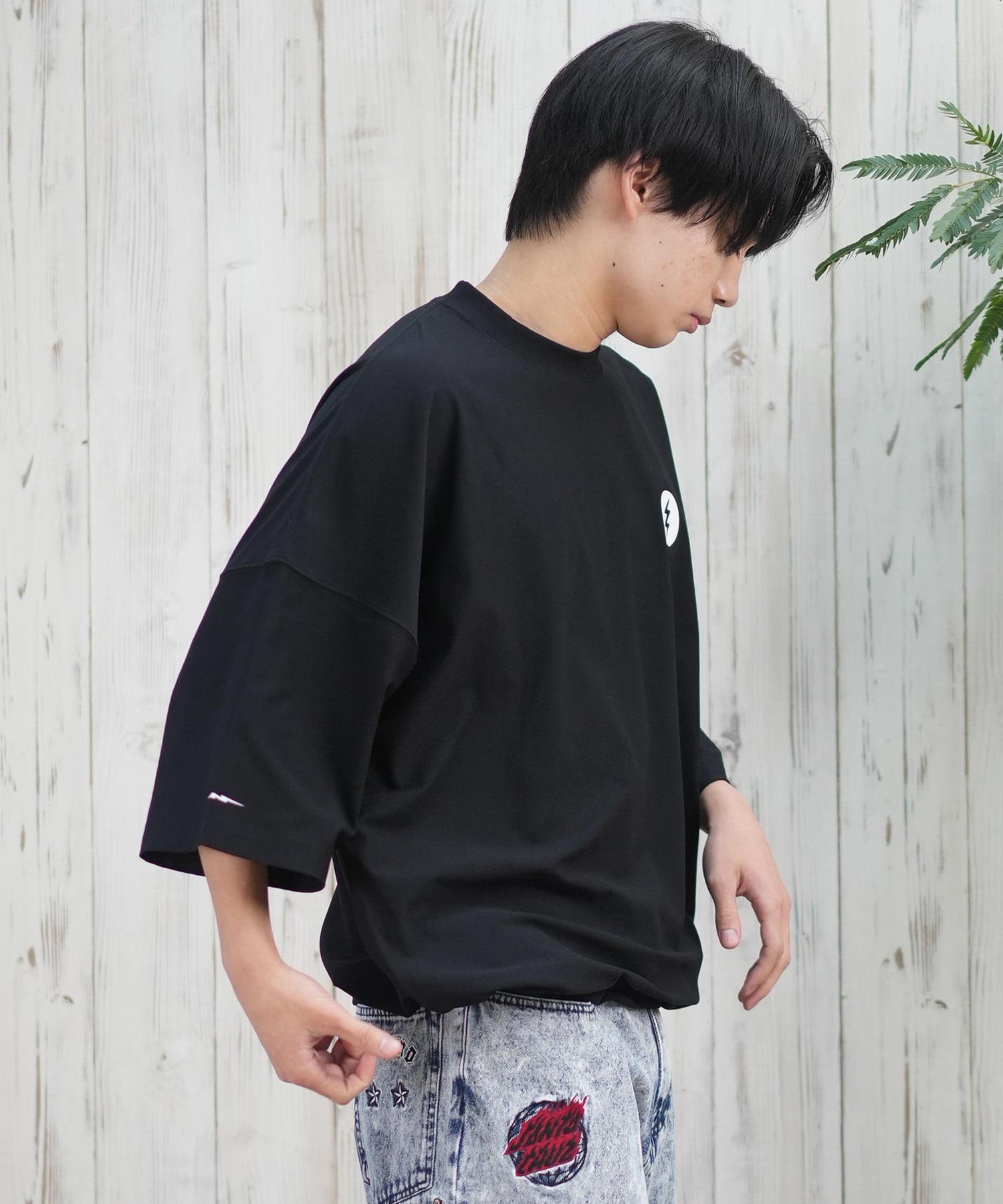 Electric エレクトリック ラッシュガード メンズ 半袖 Tシャツ バックプリント 水陸両用 UVカット E25STM05 ムラサキスポーツ限定(W/BK-M)